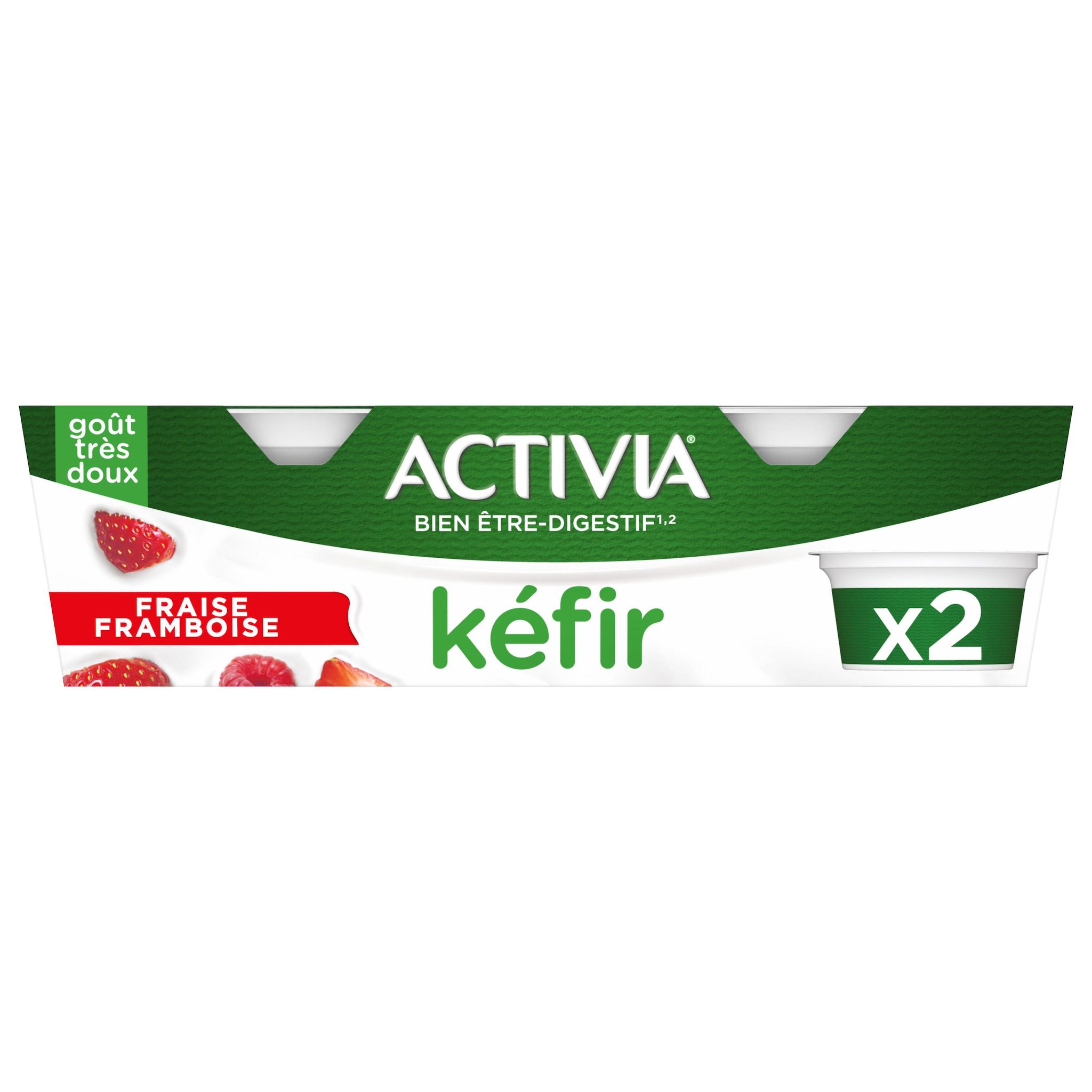 Voir la diapositive 2 : ACTIVIA Yaourt kéfir fraise framboise 2x150g