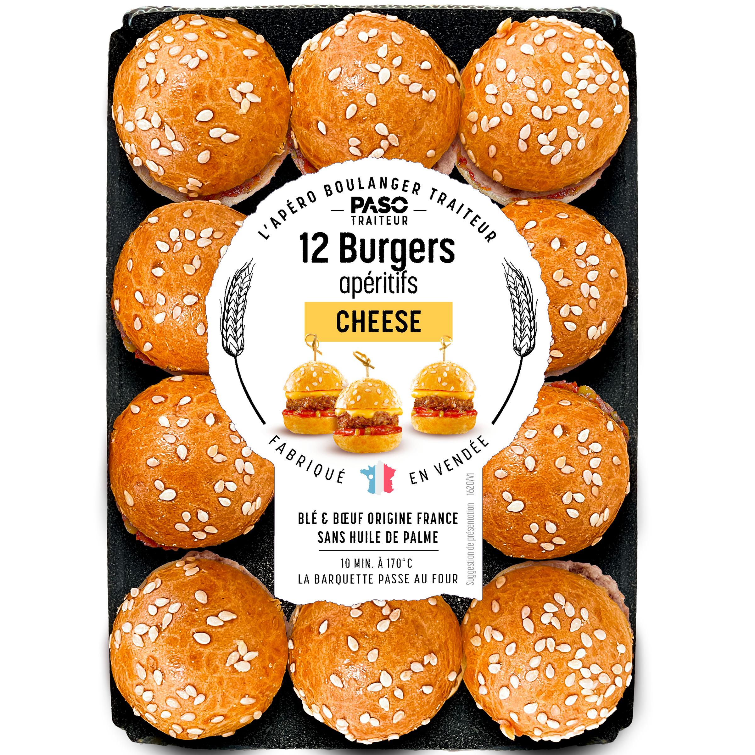 Voir la diapositive 2 : PASO Cheese burgers apéritifs 12 pièces 210g