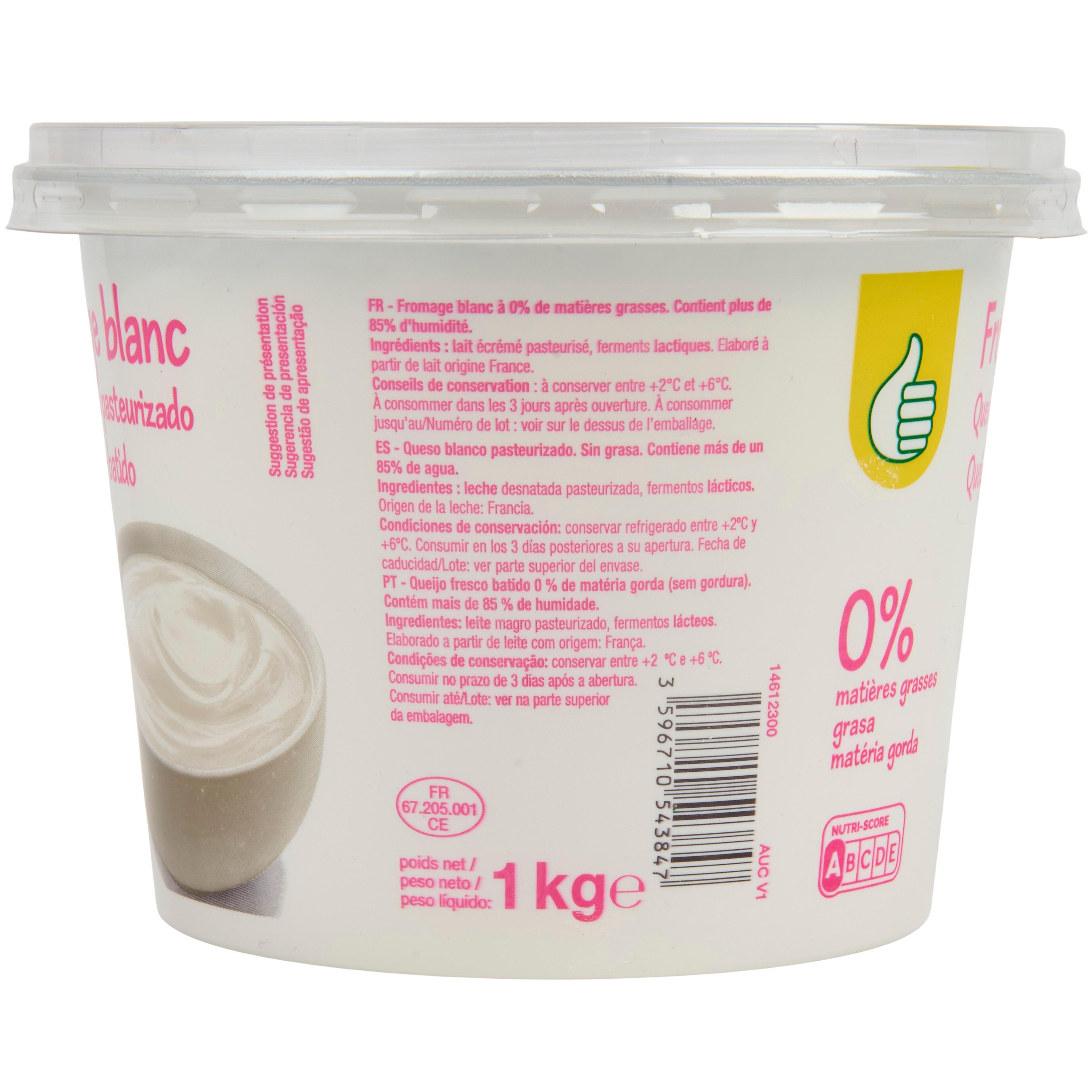 Voir la diapositive 2 : POUCE Fromage blanc nature 0%MG 1kg