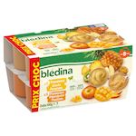 BLEDINA Coupelles de fruits pommes kiwis ananas & pommes mangues passion dès 6 mois 12x100g