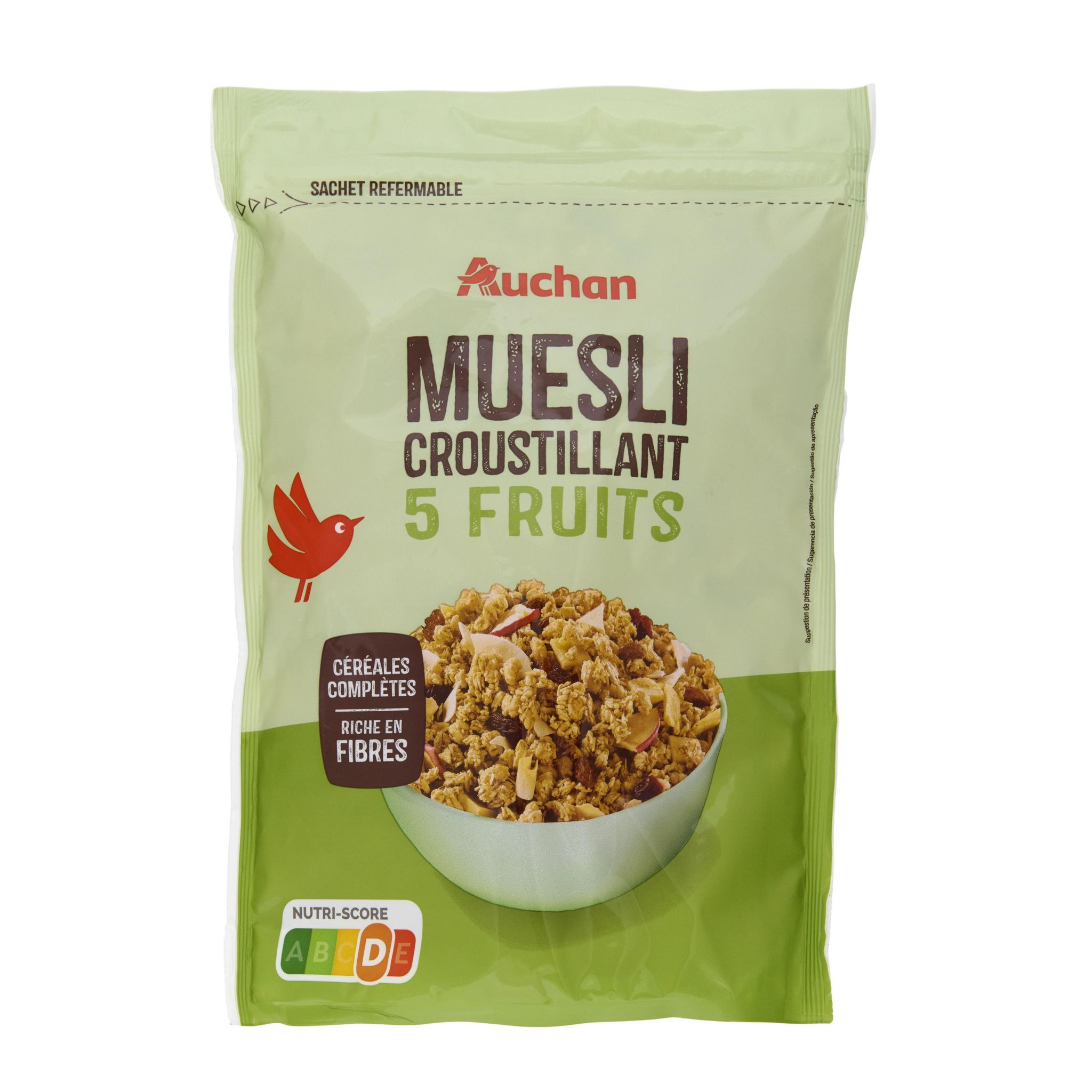 Voir la diapositive 3 : AUCHAN Muesli croustillant 5 fruits 450g
