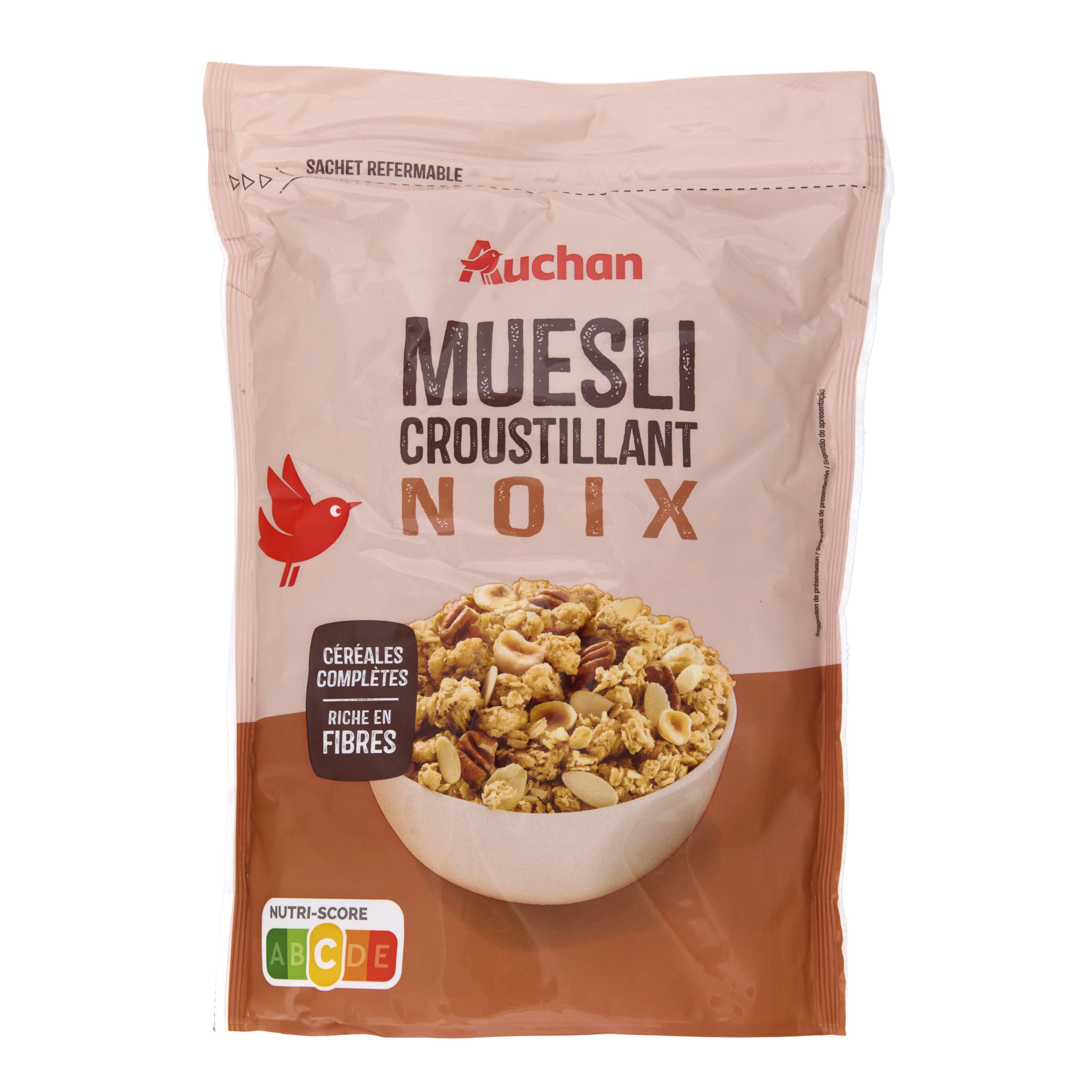 Voir la diapositive 3 : AUCHAN Céréales muesli croustillant noix 450g