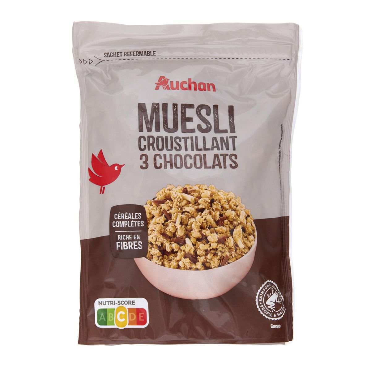 AUCHAN Muesli croustillant 3 chocolats 450g