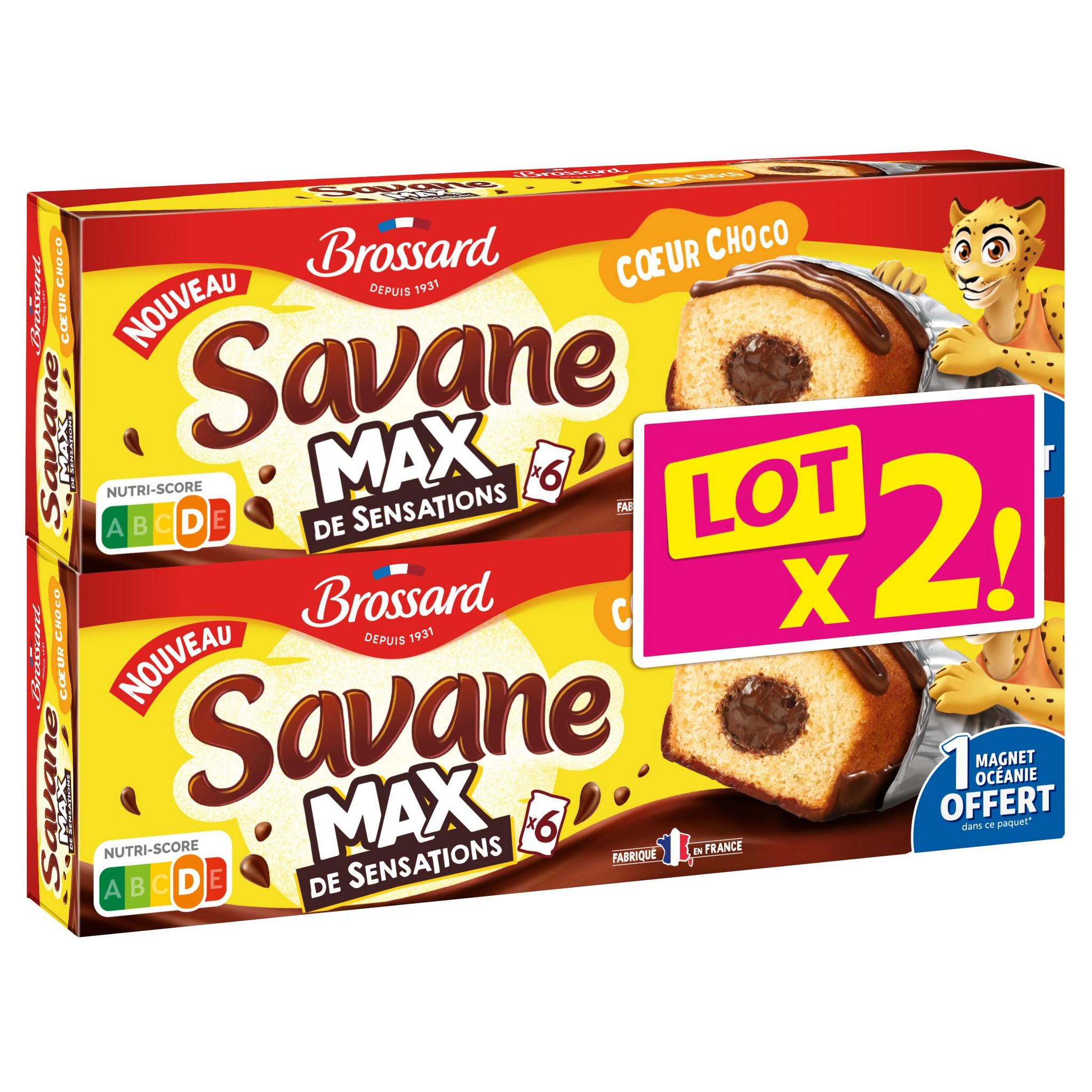 BROSSARD Gâteaux savane moelleux fourrés au chocolat lot de 2 2x180g