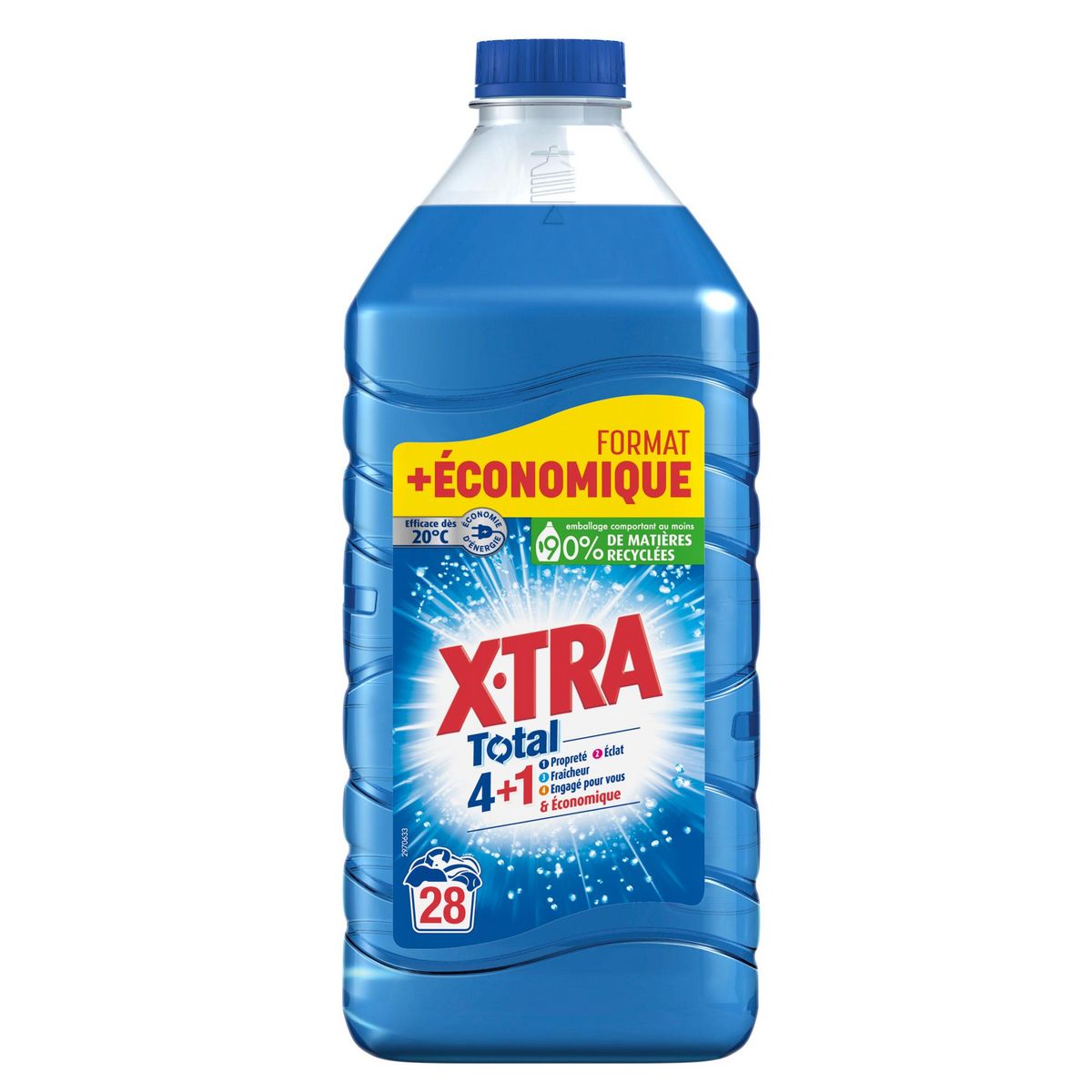 X-TRA Lessive liquide format plus économique 28 lavages 1,26l