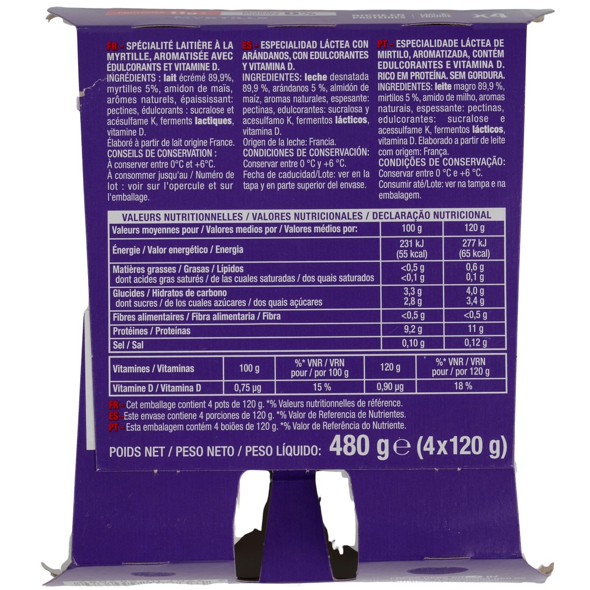 AUCHAN EAT'N MOVE Yaourt protéiné myrtille 4x120g