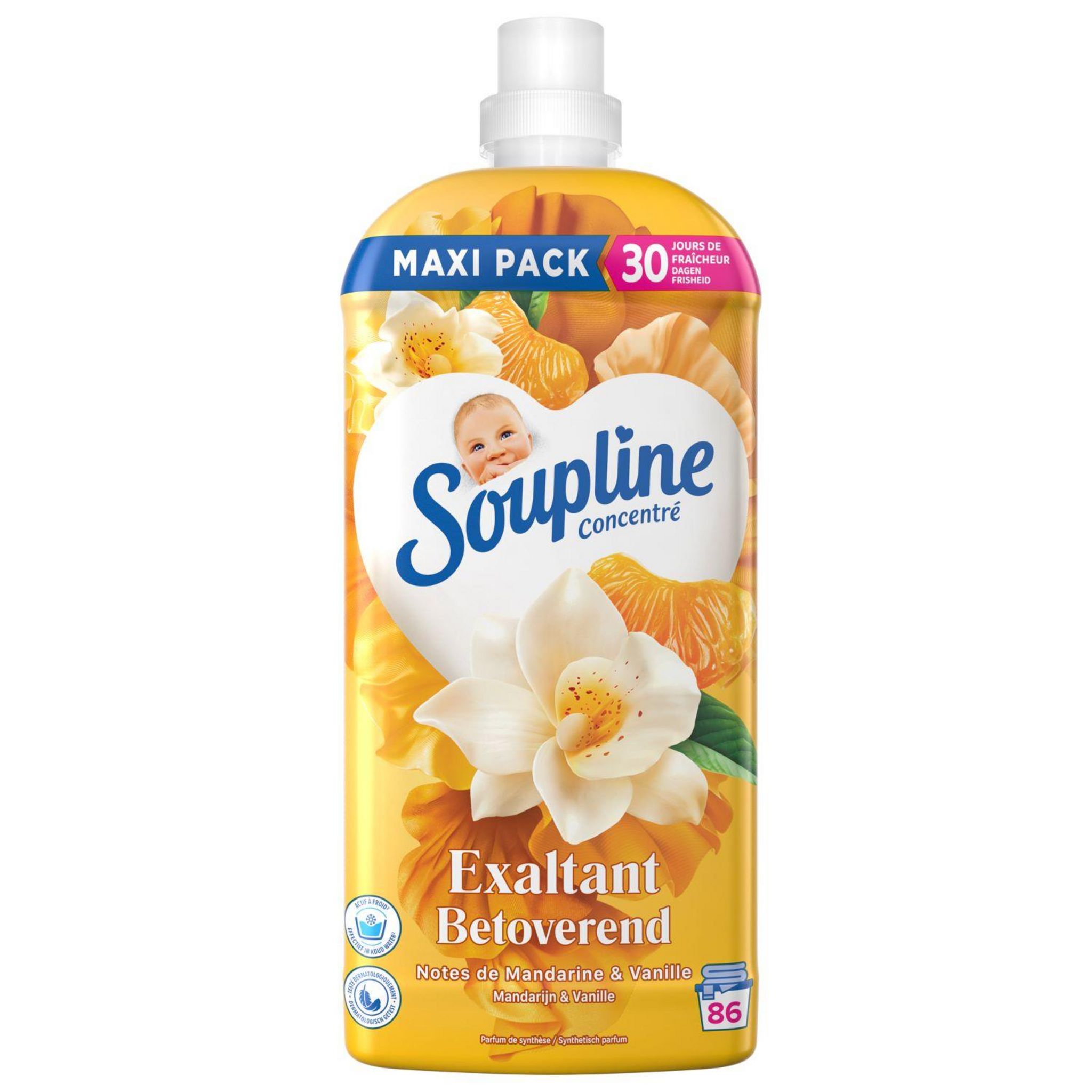 SOUPLINE Adoucissant liquide ultra emotion vanille avec technologie emotiboost aux notes de mandarine 1.8M