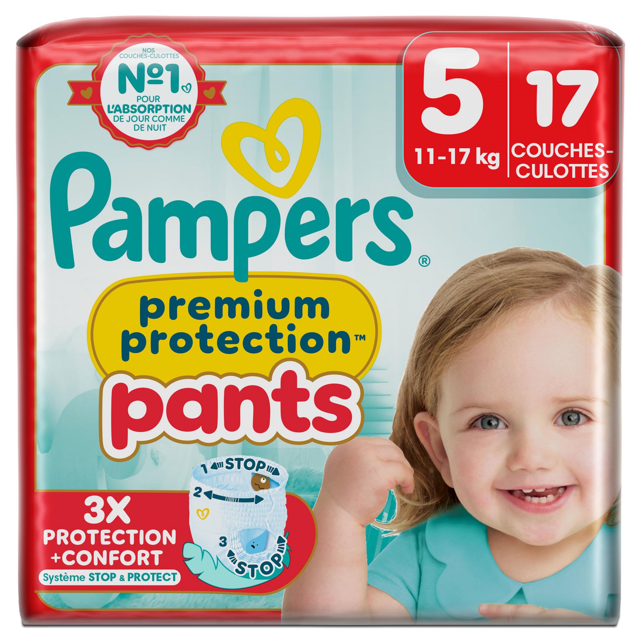 PAMPERS Premium Protection Pants couches-culottes taille 5 (11-17kg) 17 couches-culottes