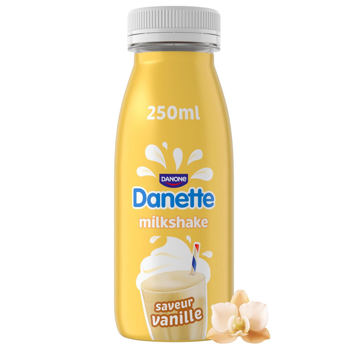 DANETTE Milkshake boisson lactée à boire aromatisée saveur vanille 250g