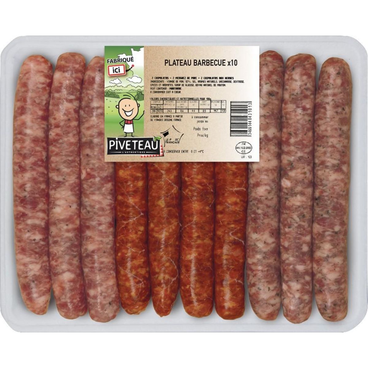 PIVETEAU Plateau barbecue 10 pièces