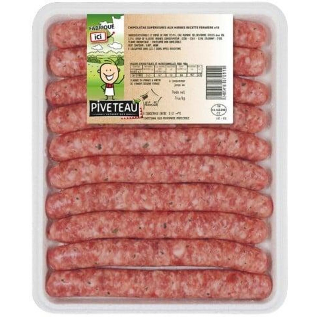 PIVETEAU Chipolatas supérieures aux herbes 10 pièces