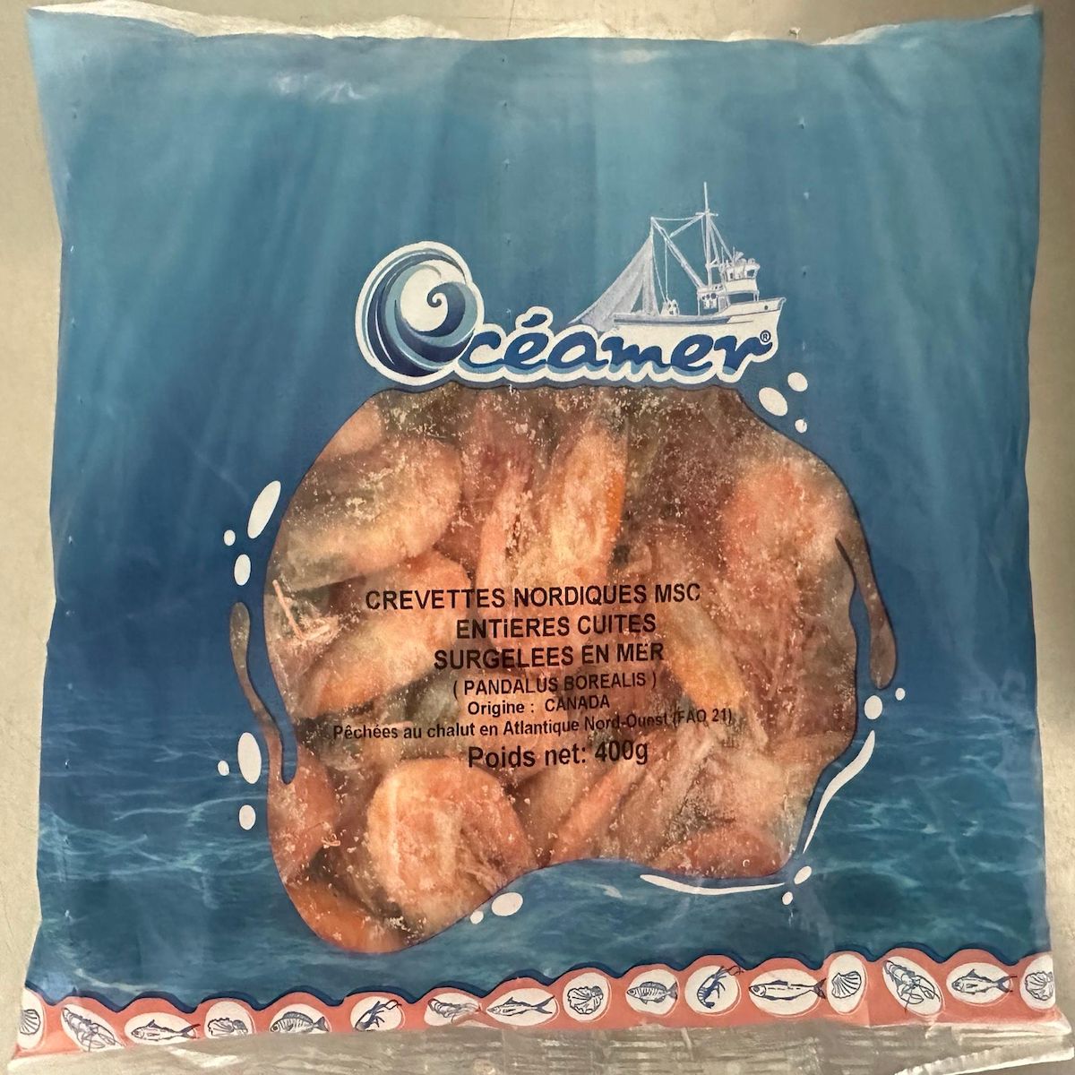 OCEAMER Crevettes nordique entières cuites 400g