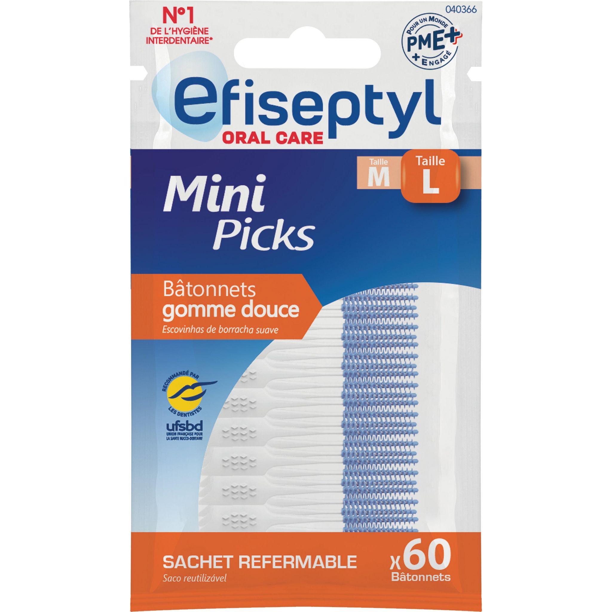 EFISEPTYL Oral care batonnets interdentaires gomme douce mini picks 60 pièces