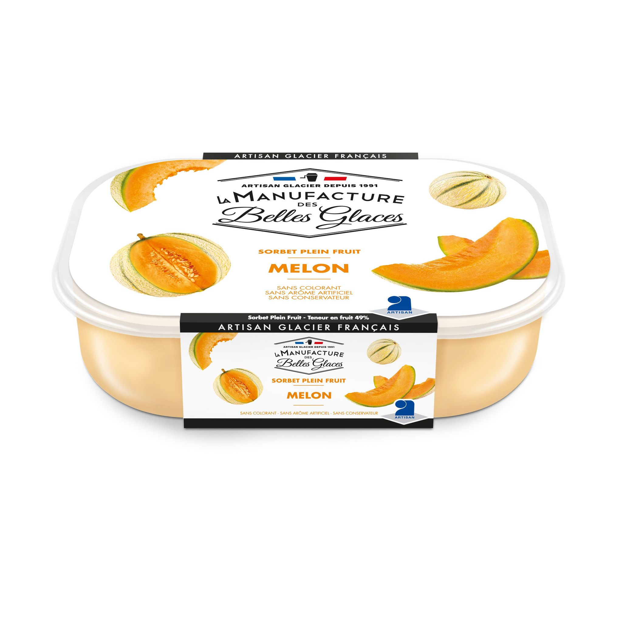 LA MANUFACTURE DES BELLES GLACES Sorbet au melon plein fruit 487,5g