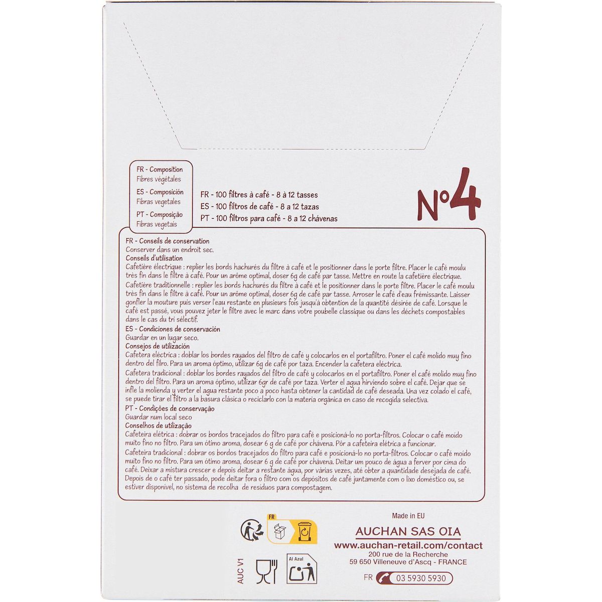 POUCE Filtres à café numéro 4 100 pièces
