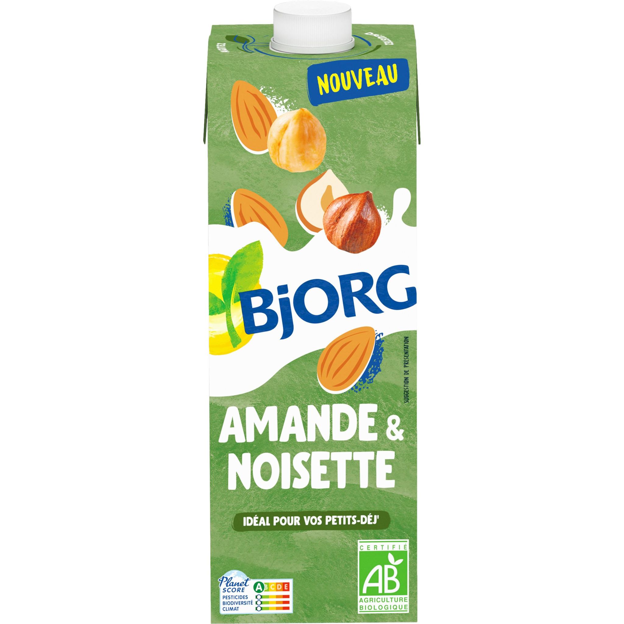 Voir la diapositive 2 : BJORG Boisson végétale amande noisette sans sucres ajoutés bio 1l