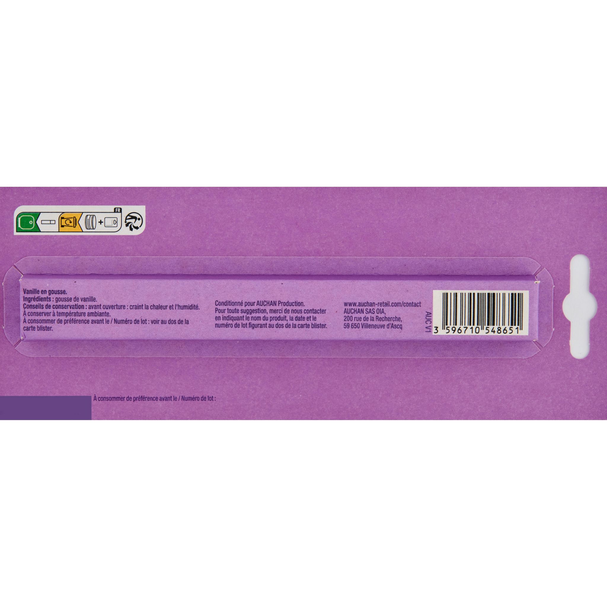 Voir la diapositive 2 : AUCHAN Gousse de vanille bourbon de madagascar 2 gousses 6g