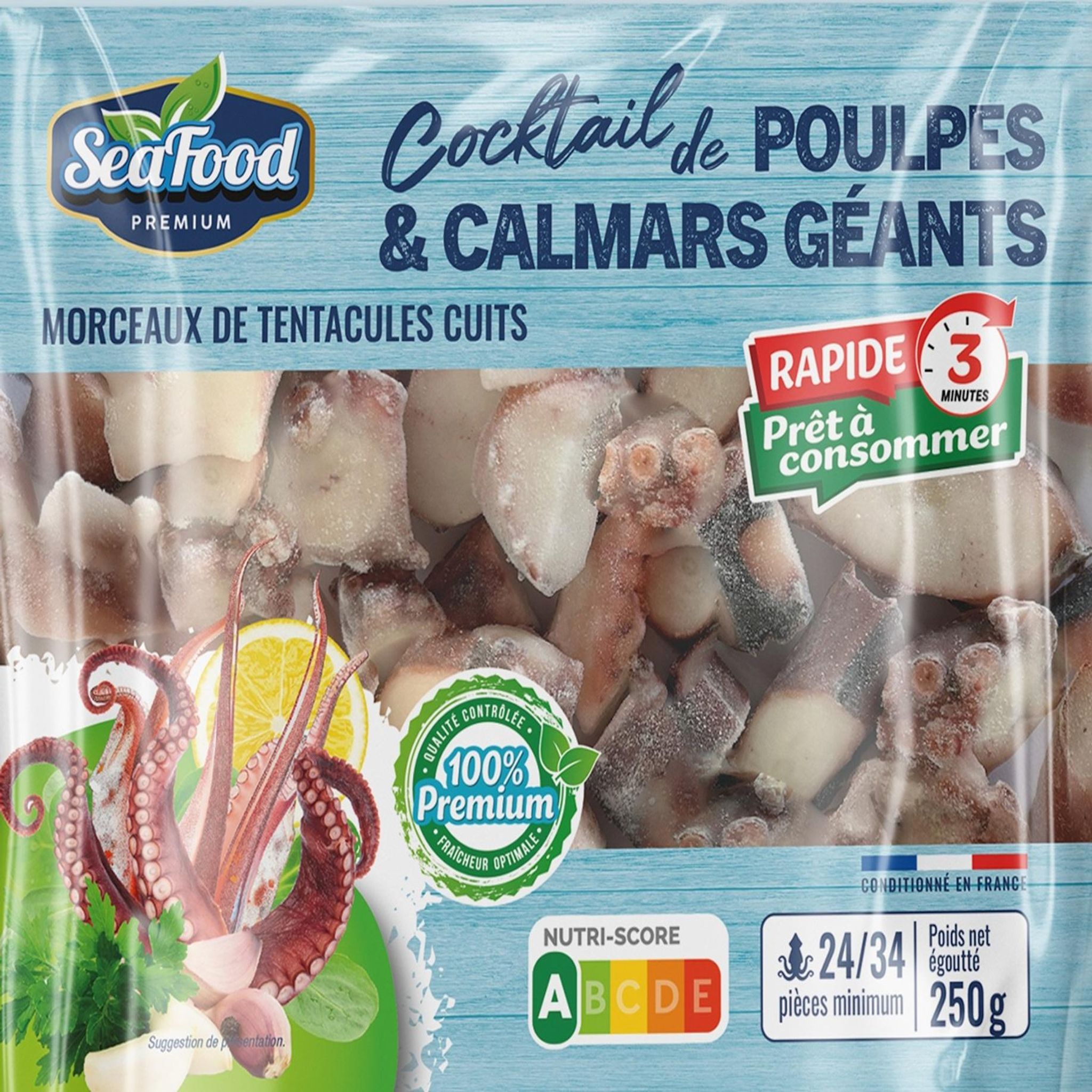 SEAFOOD PREMIUM Cocktail de calmars géants et poulpes cuits 250g 250g