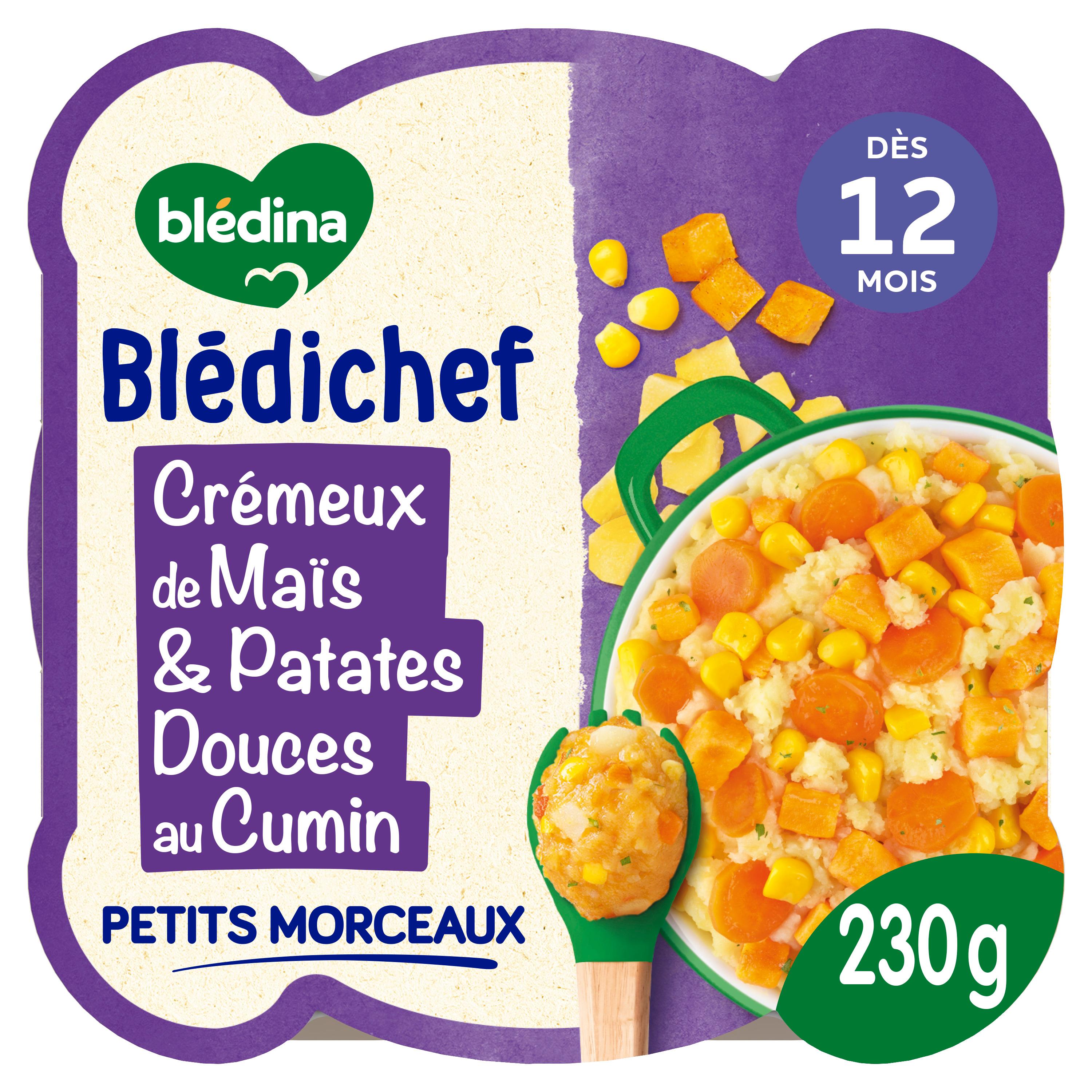 Voir la diapositive 2 : BLEDINA Blédichef Plat bébé Maïs et patates douces dès 12 mois 230g