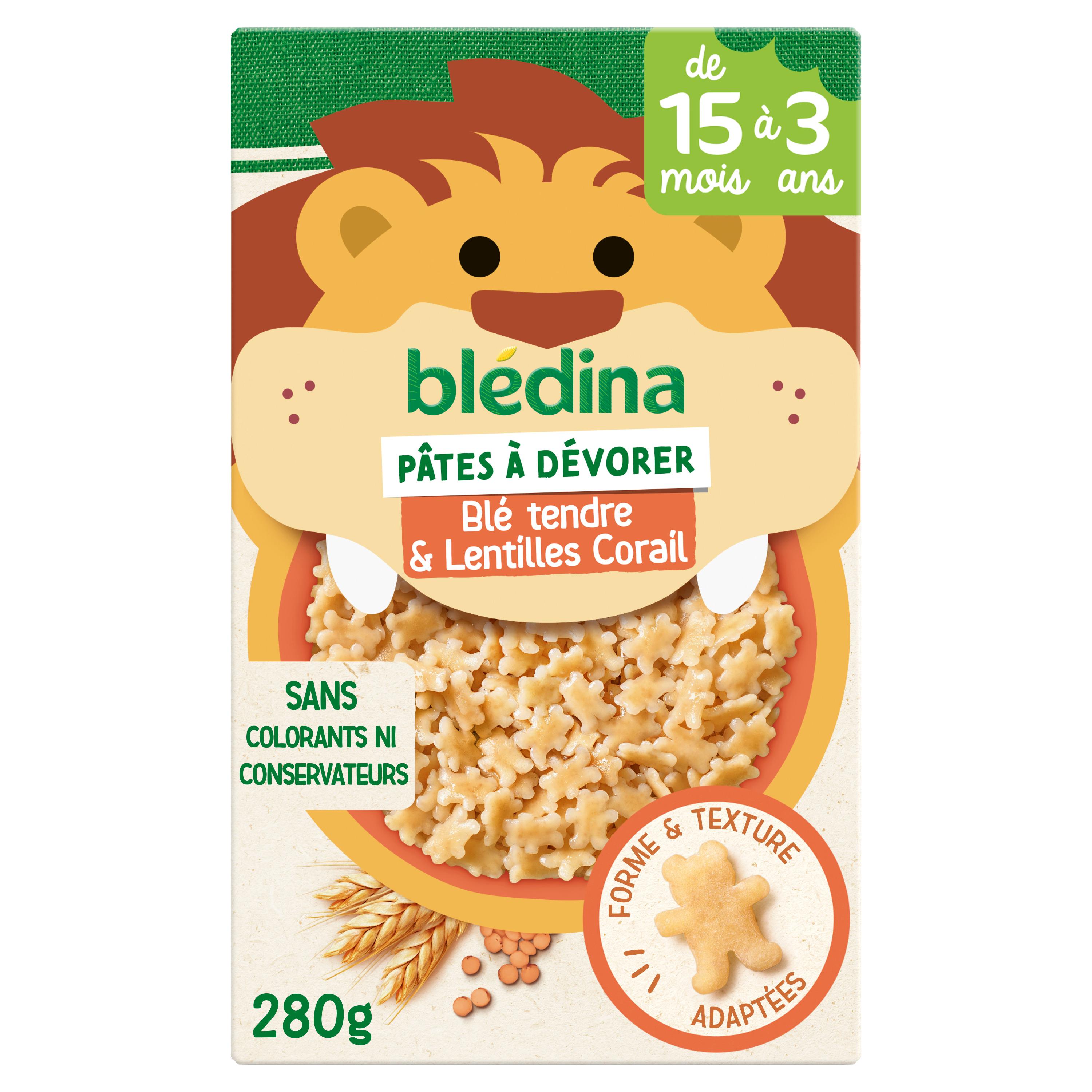 BLEDINA Plat bébé pâtes blé tendre et lentilles corail dès 15 mois 280g