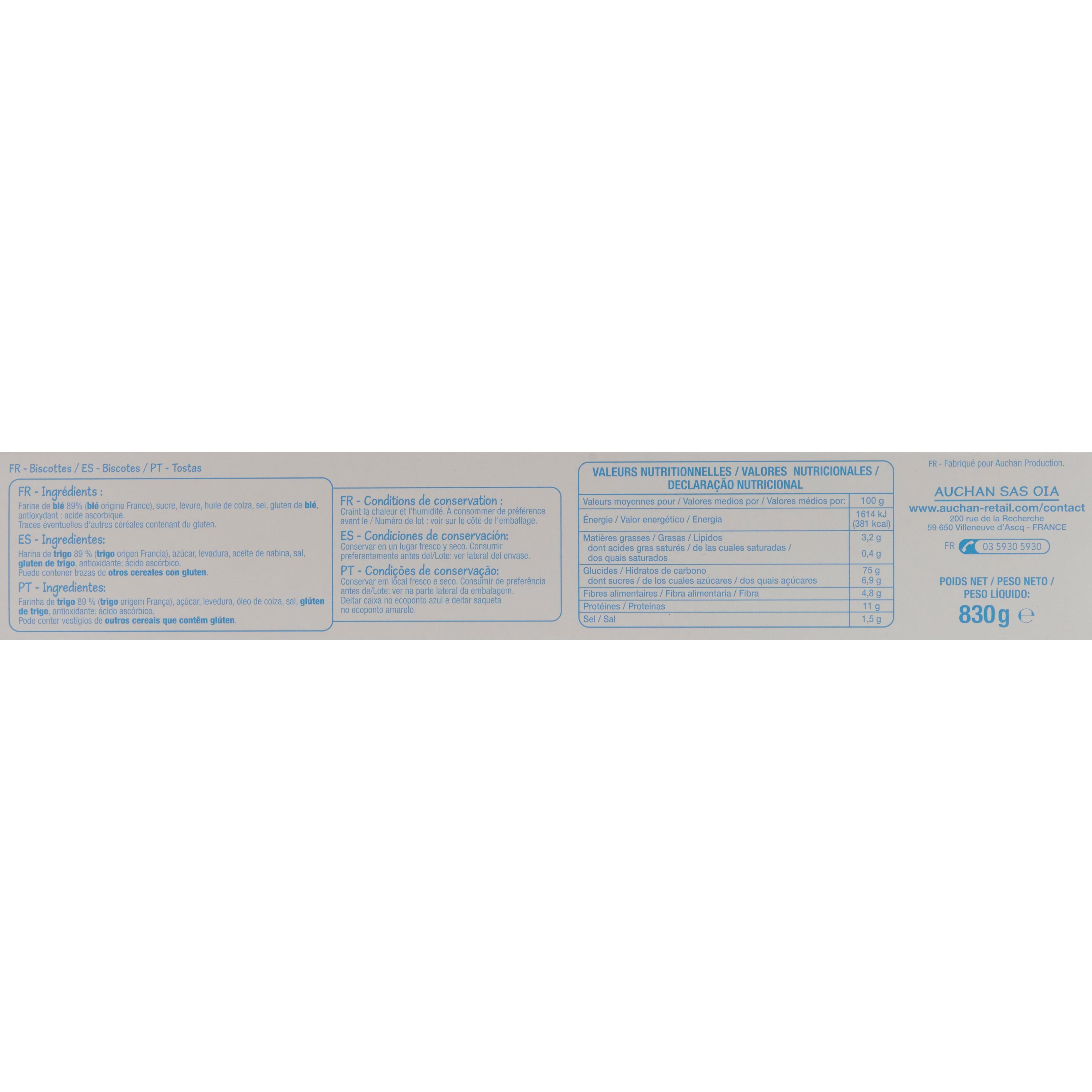 Voir la diapositive 2 : POUCE Biscottes au froment 830g