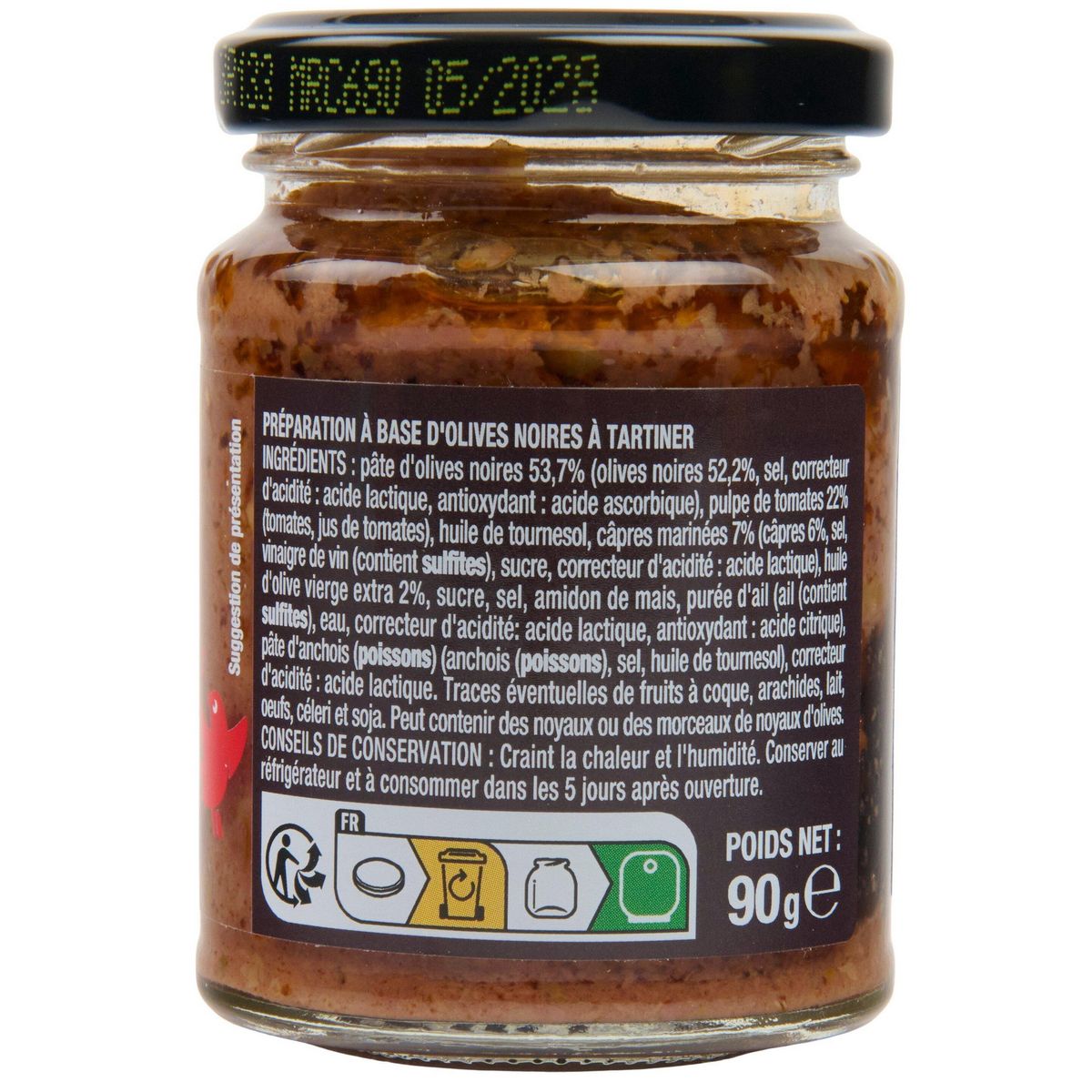 AUCHAN Tartinable olives noires 90g