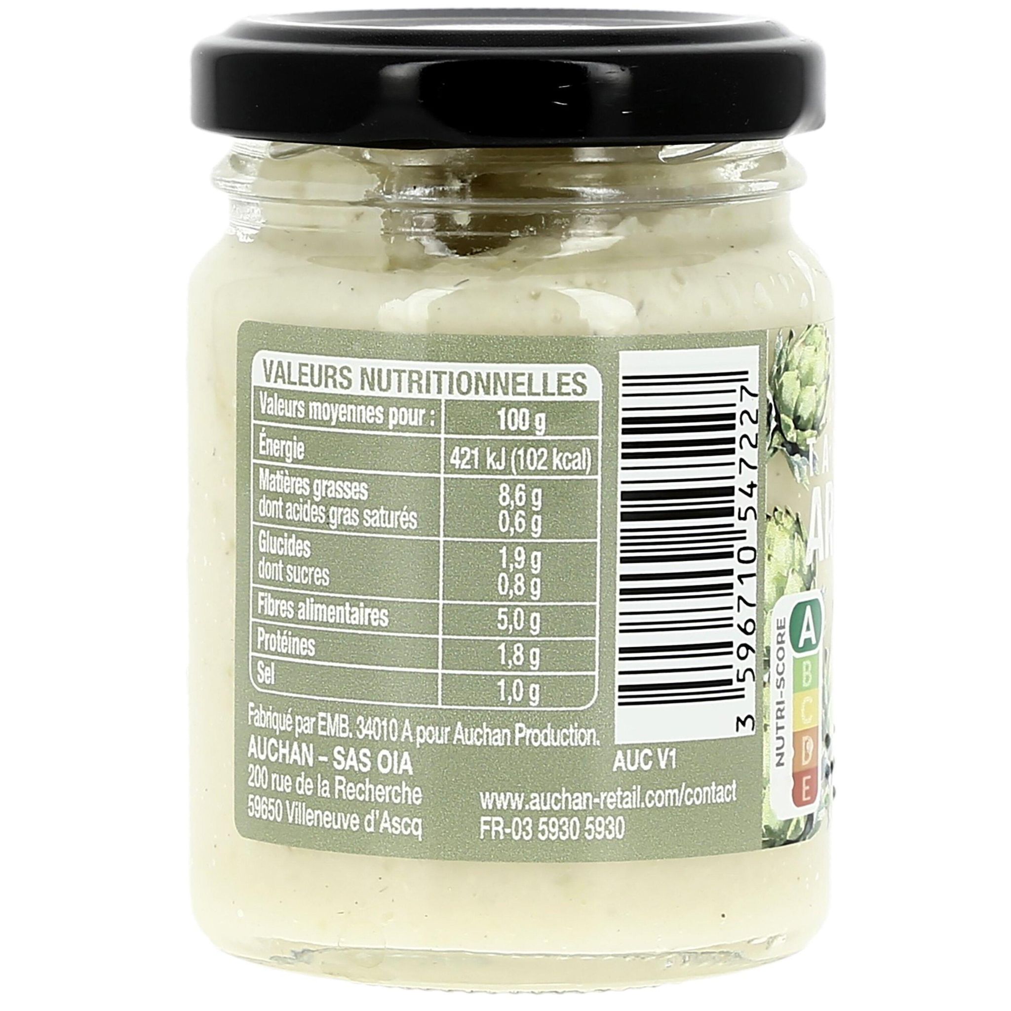 Voir la diapositive 2 : AUCHAN Tartinable artichauts 90g