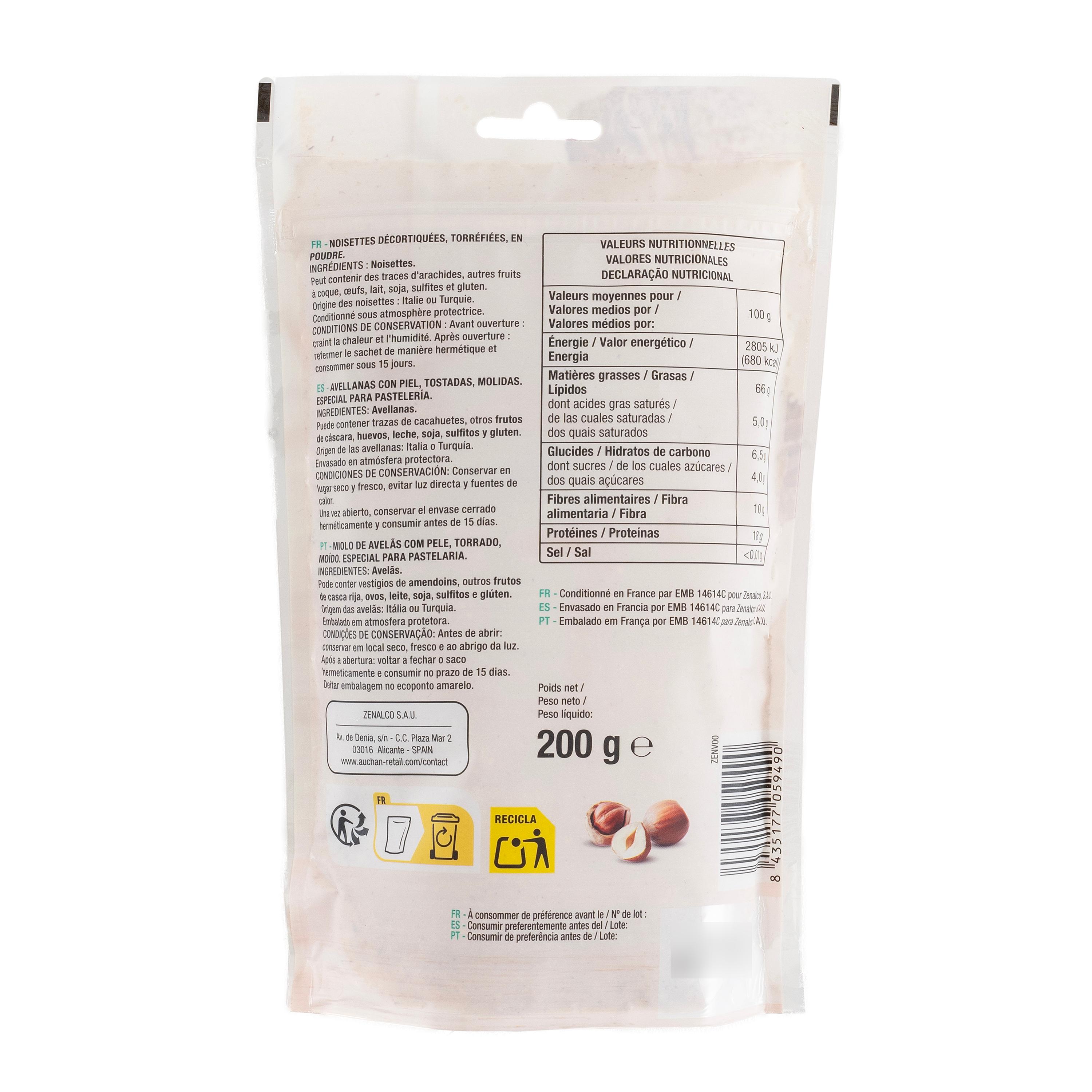 Voir la diapositive 2 : AUCHAN Noisette grillées en poudre 200g
