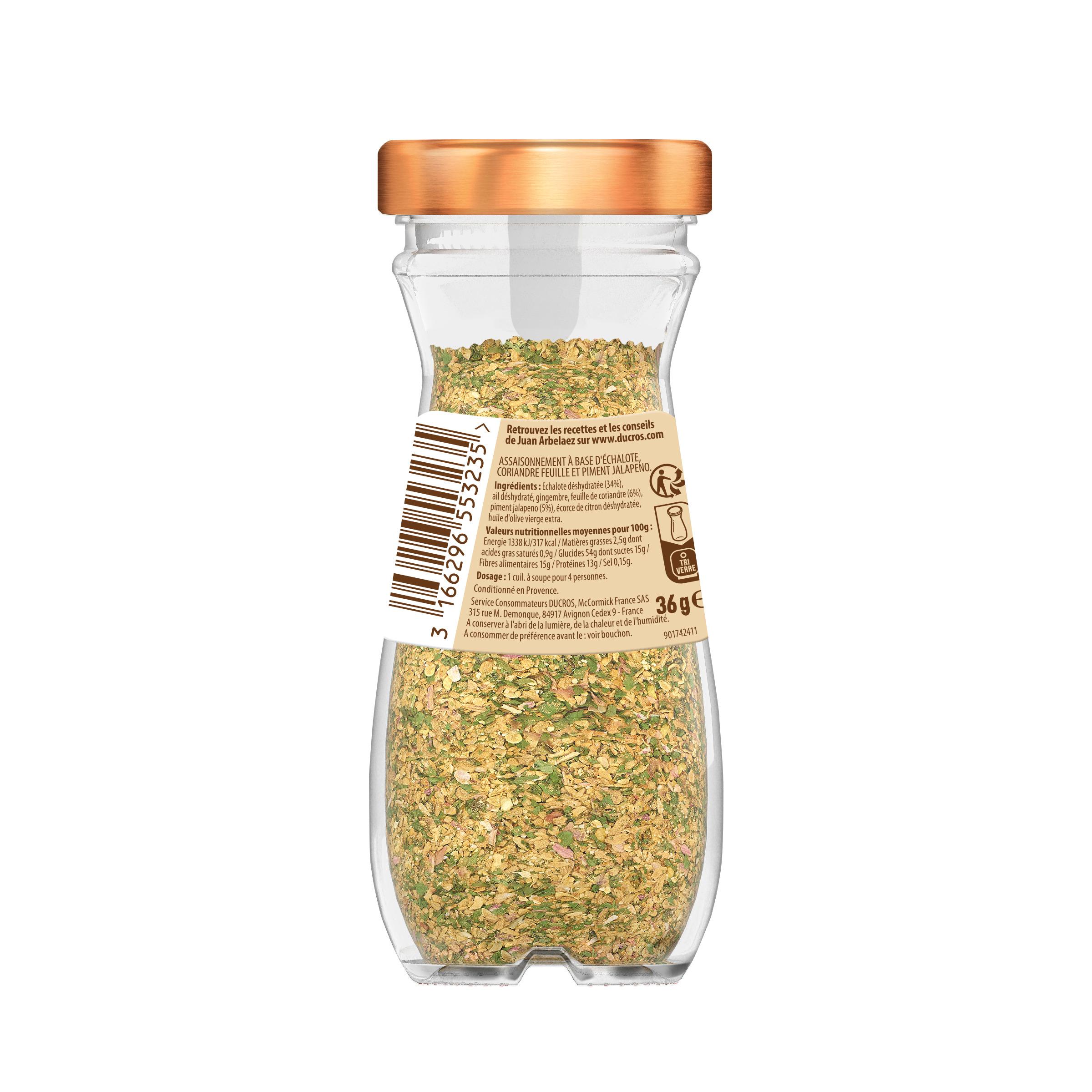 Voir la diapositive 2 : DUCROS Mélange à la péruvienne échalote coriandre piment jalapeno 36g