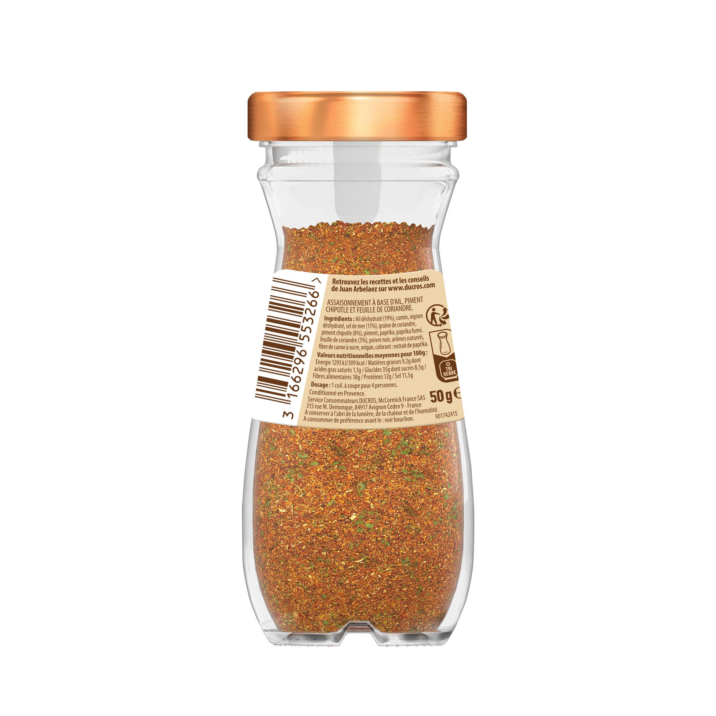 Voir la diapositive 2 : DUCROS Mélange à la Yucatan ail piment chipotle coriandre 50g