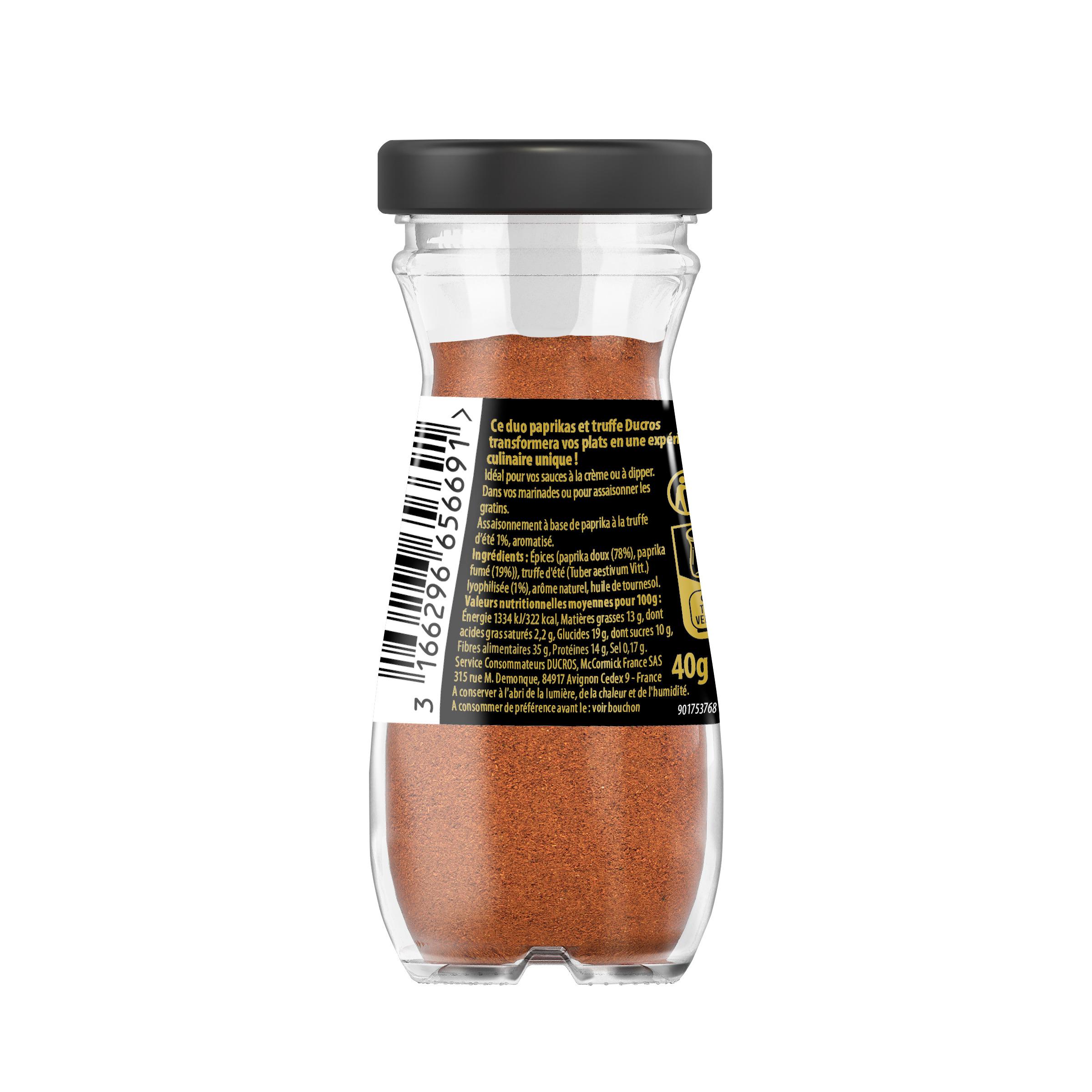Voir la diapositive 2 : DUCROS Assaisonnement paprikas doux & fumé à la truffe d'été 40g