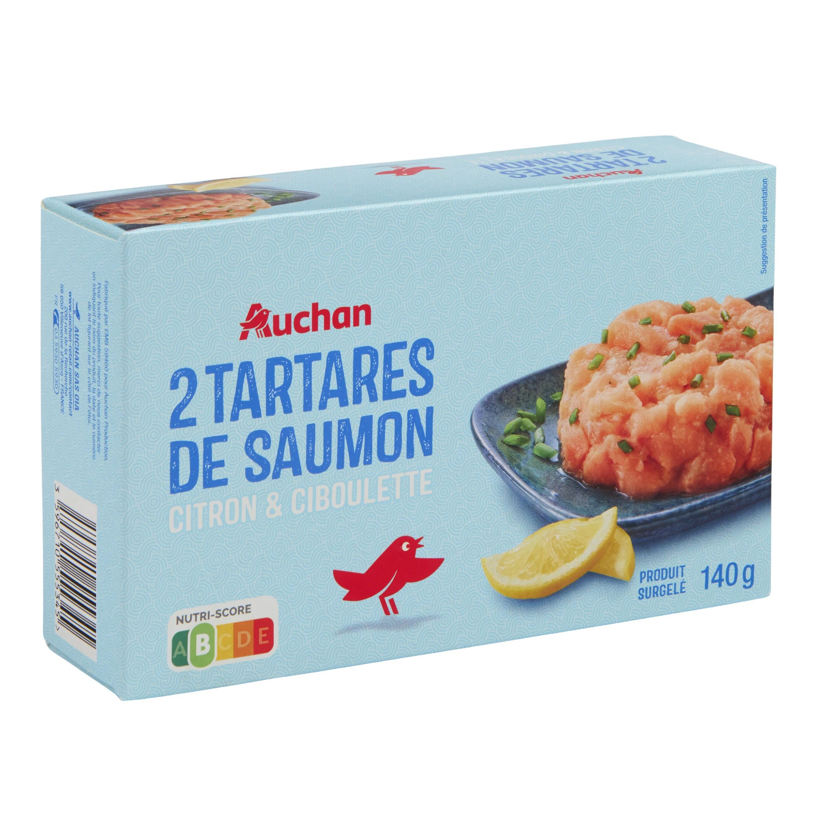Voir la diapositive 3 : AUCHAN Tartare de saumon citron ciboulette 140g