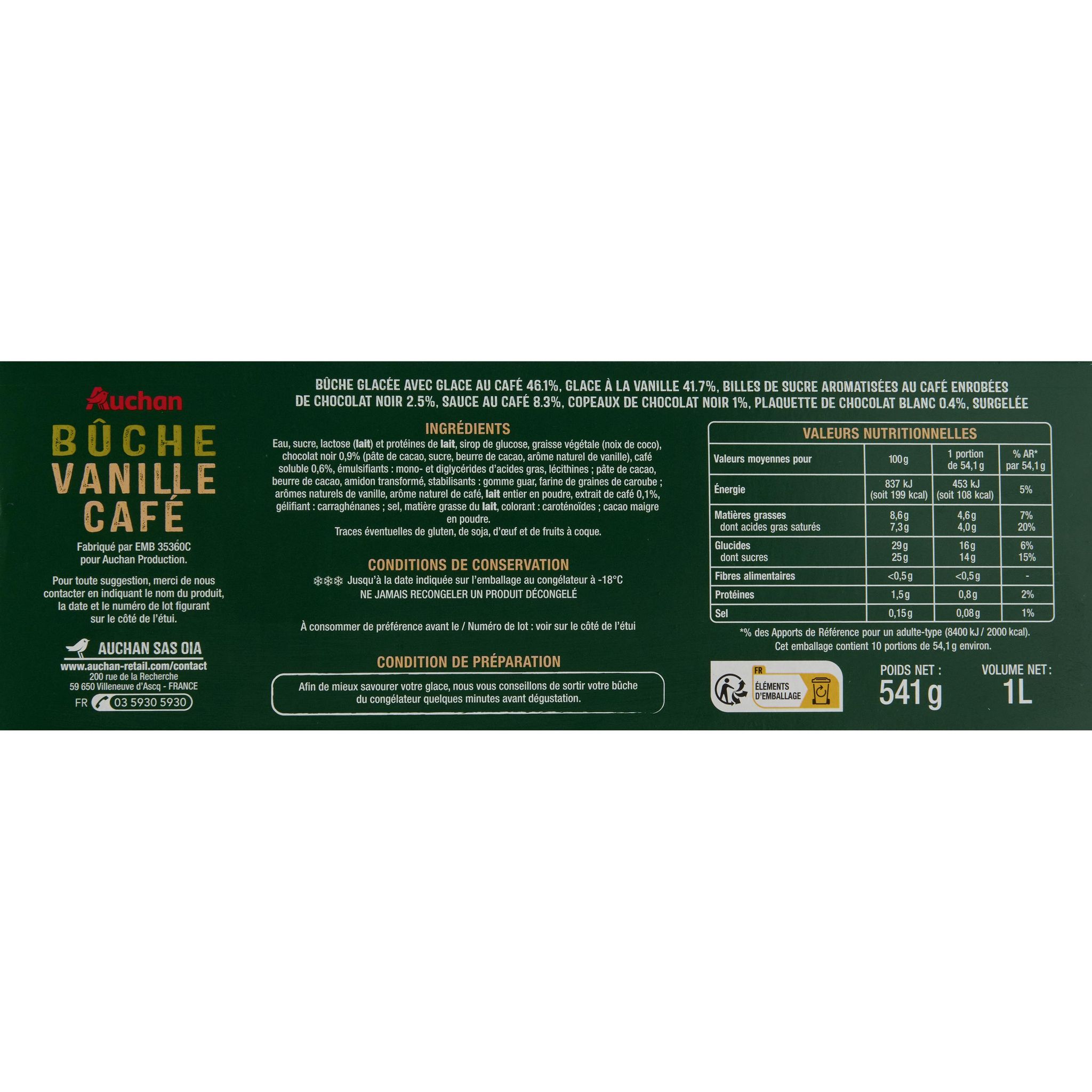 Voir la diapositive 3 : AUCHAN Bûche glacée vanille café 540g