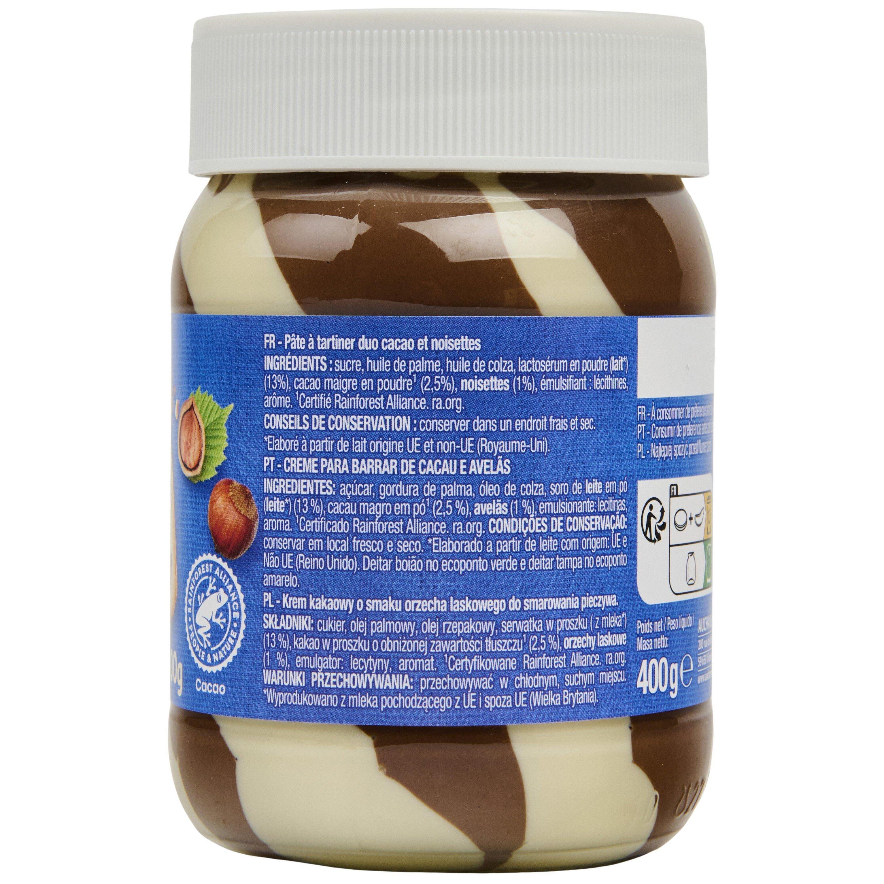 Voir la diapositive 4 : AUCHAN Pâte à tartiner pasta cao duo à la noisette 400g