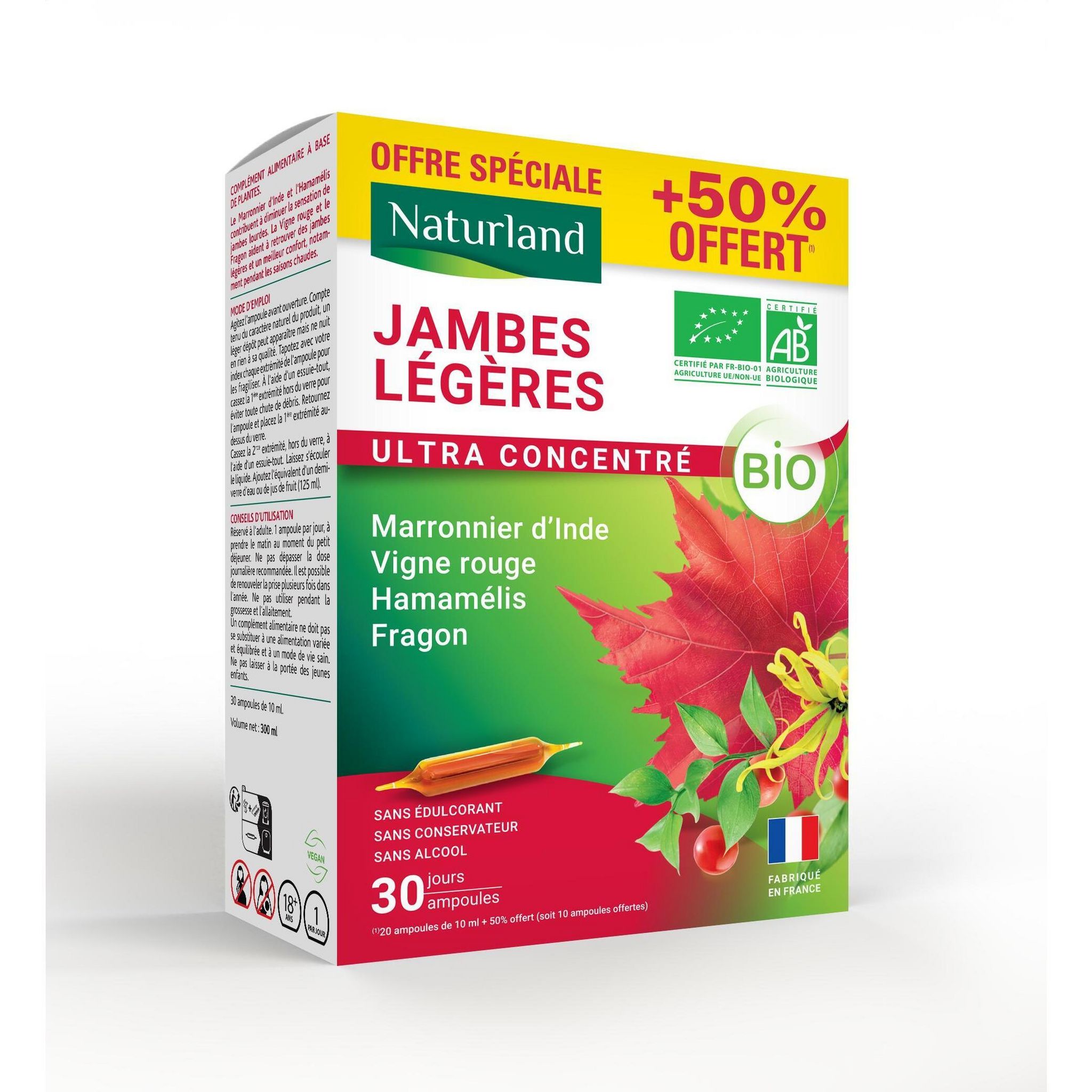 NATURLAND Ampoules jambes légères 30 ampoules