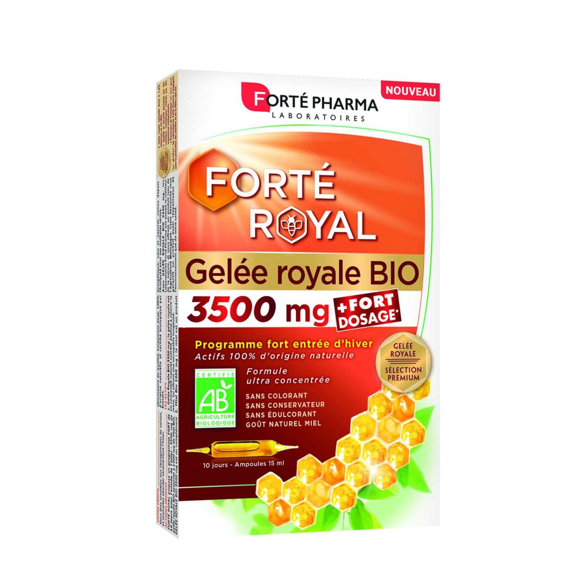 FORTE PHARMA Complément alimentaire Gelée royale 3500 mg bio 10 ampoules