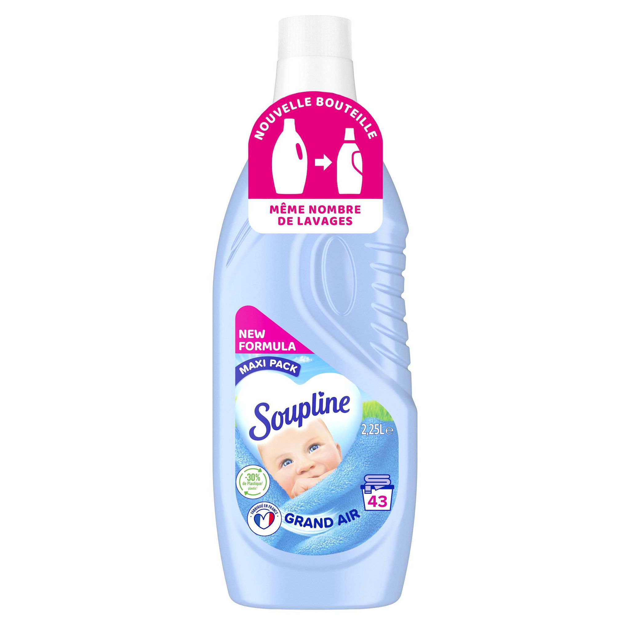 SOUPLINE Adoucissant liquide grand air 43 lavages 2250ml