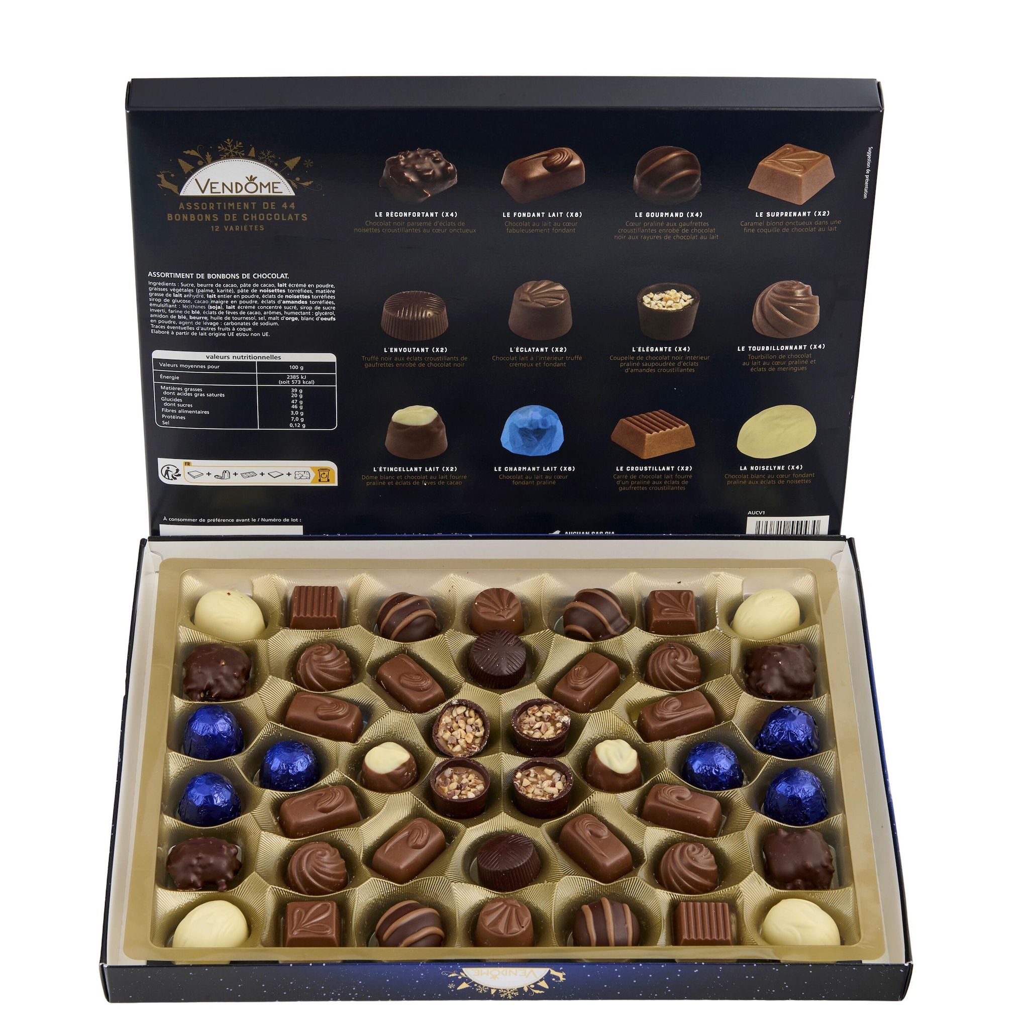 Voir la diapositive 3 : VENDOME Assortiment de chocolats au lait en boîte 463g