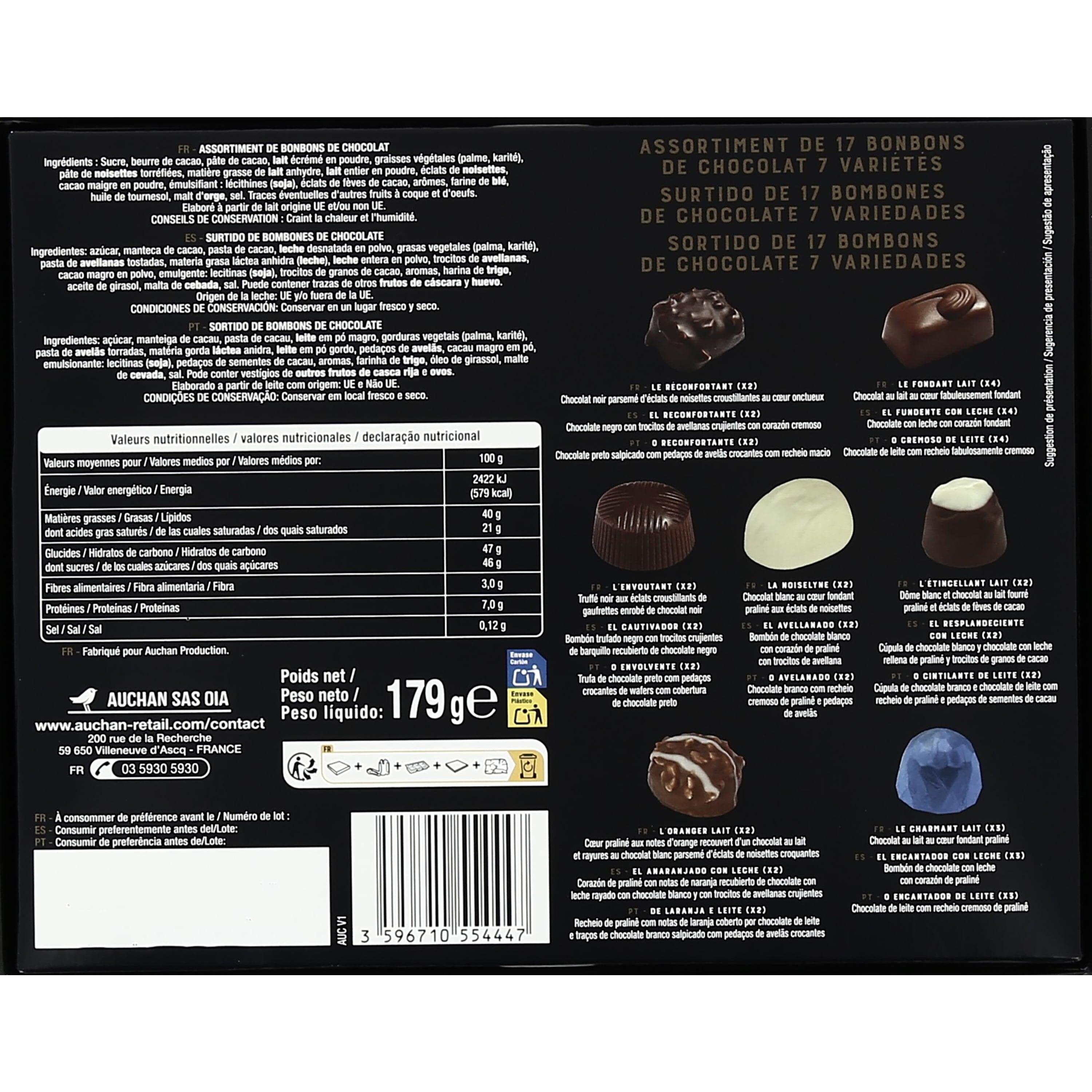Voir la diapositive 2 : VENDOME Assortiment de bonbons de chocolat enrobés 179g