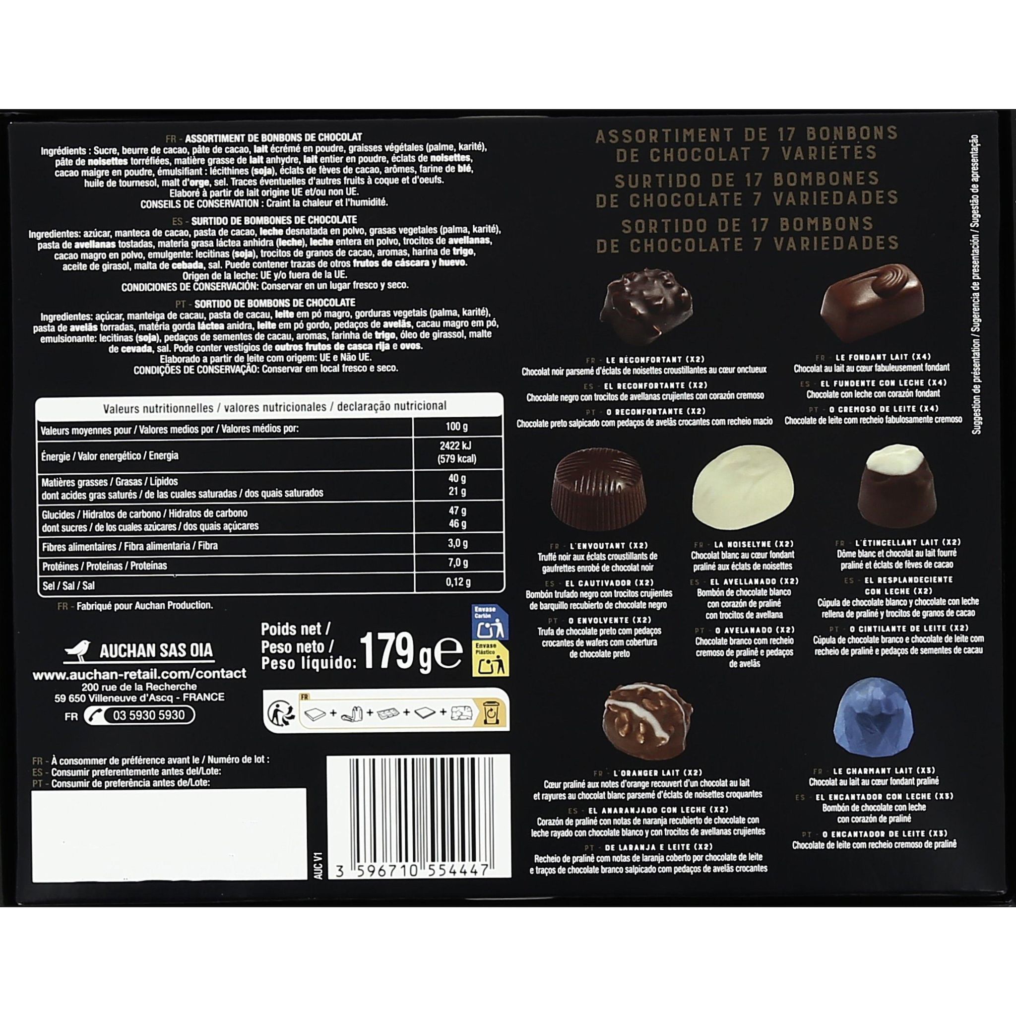 Voir la diapositive 2 : VENDOME Assortiment de bonbons de chocolat enrobés 179g