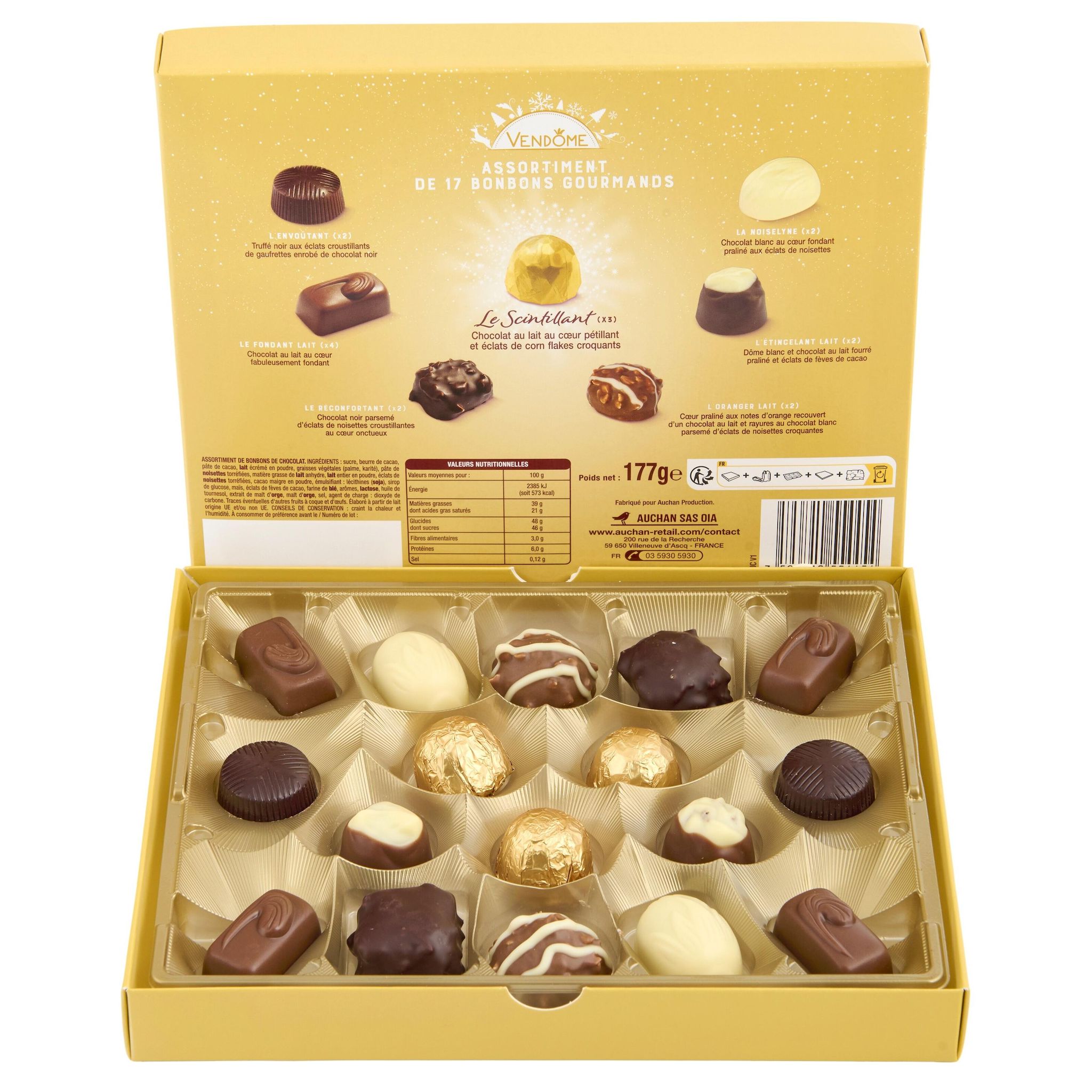 Voir la diapositive 3 : VENDOME Place assortiment de chocolats au lait en boîte édition or 177g