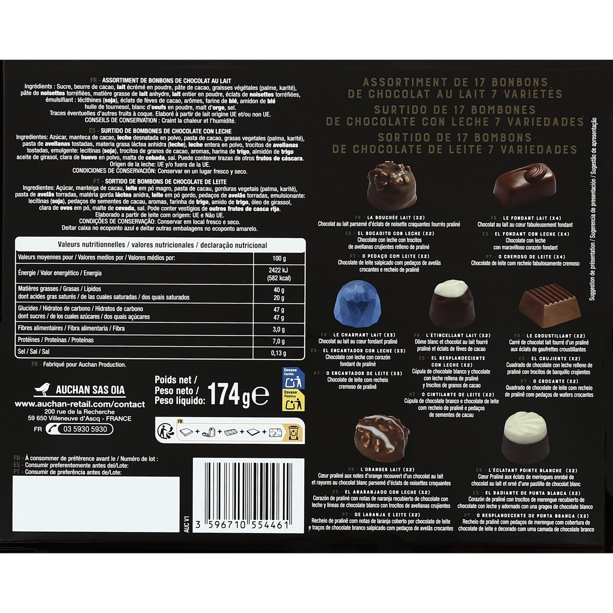 Voir la diapositive 3 : VENDOME Place assortiment de chocolats au lait et chocolat noir en boite 174g