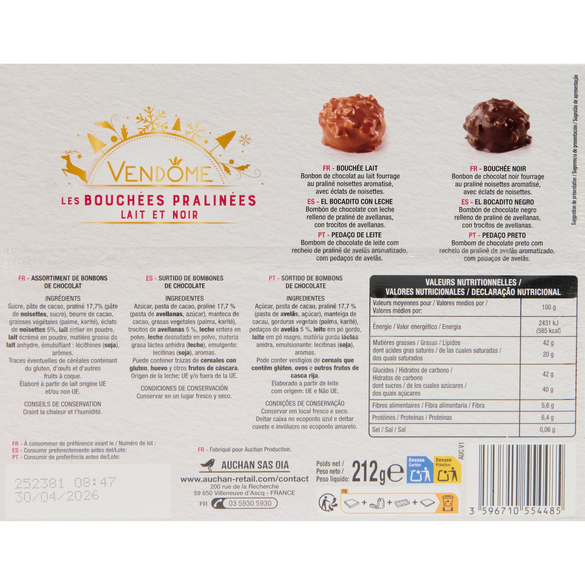 Voir la diapositive 2 : VENDOME Assortiment de rochers enrobés de chocolat au lait 212g