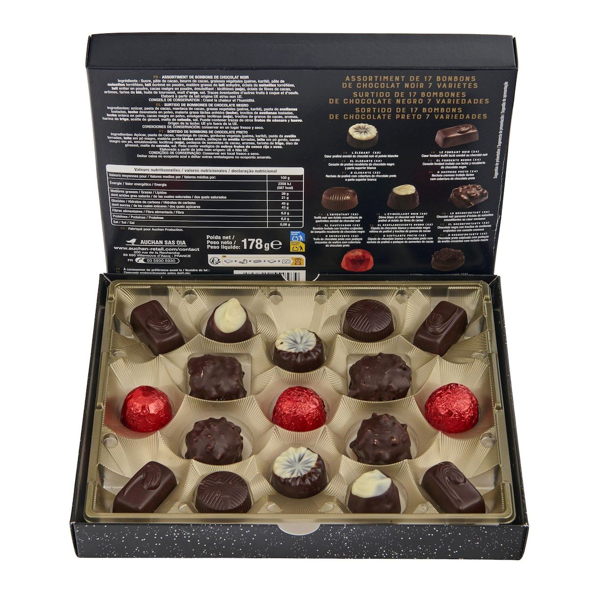 VENDOME Assortiment de bonbons de chocolat noir 178g