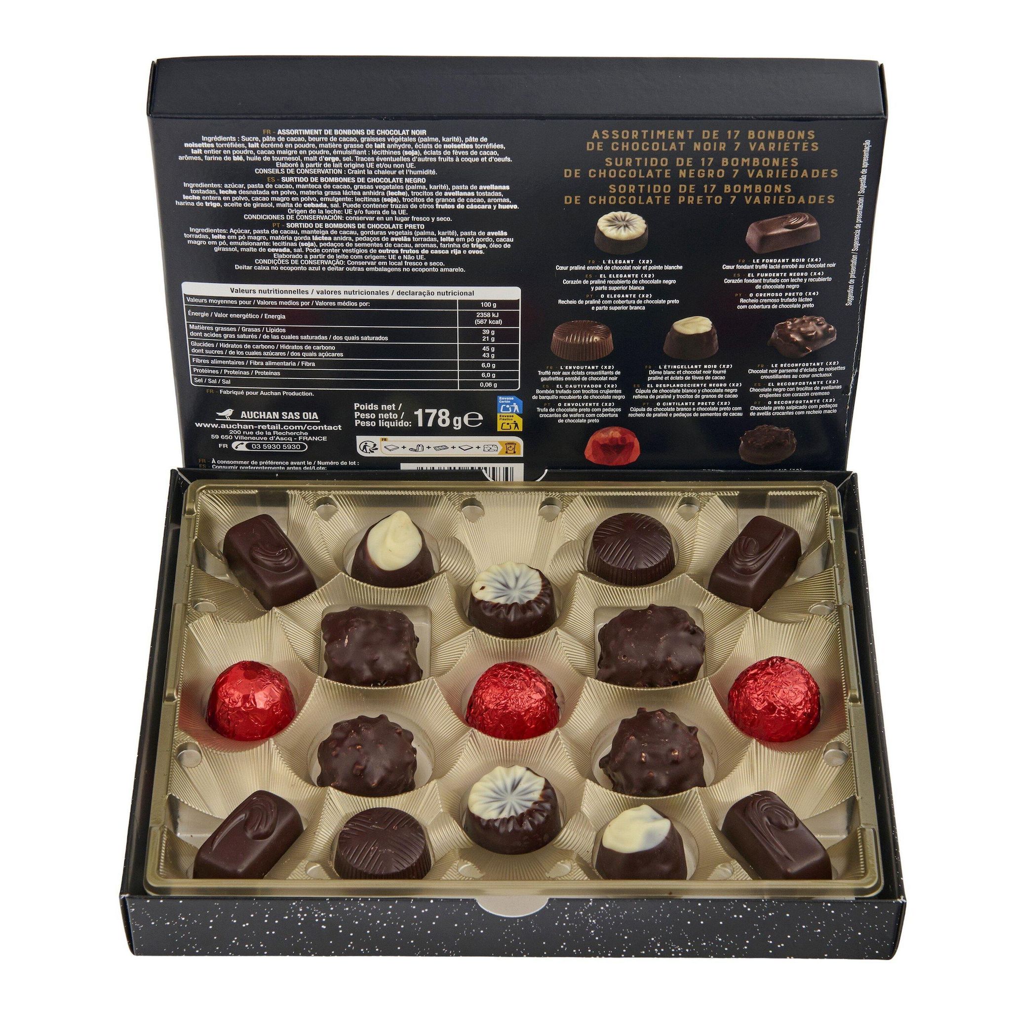 Voir la diapositive 3 : VENDOME Assortiment de bonbons de chocolat noir 178g