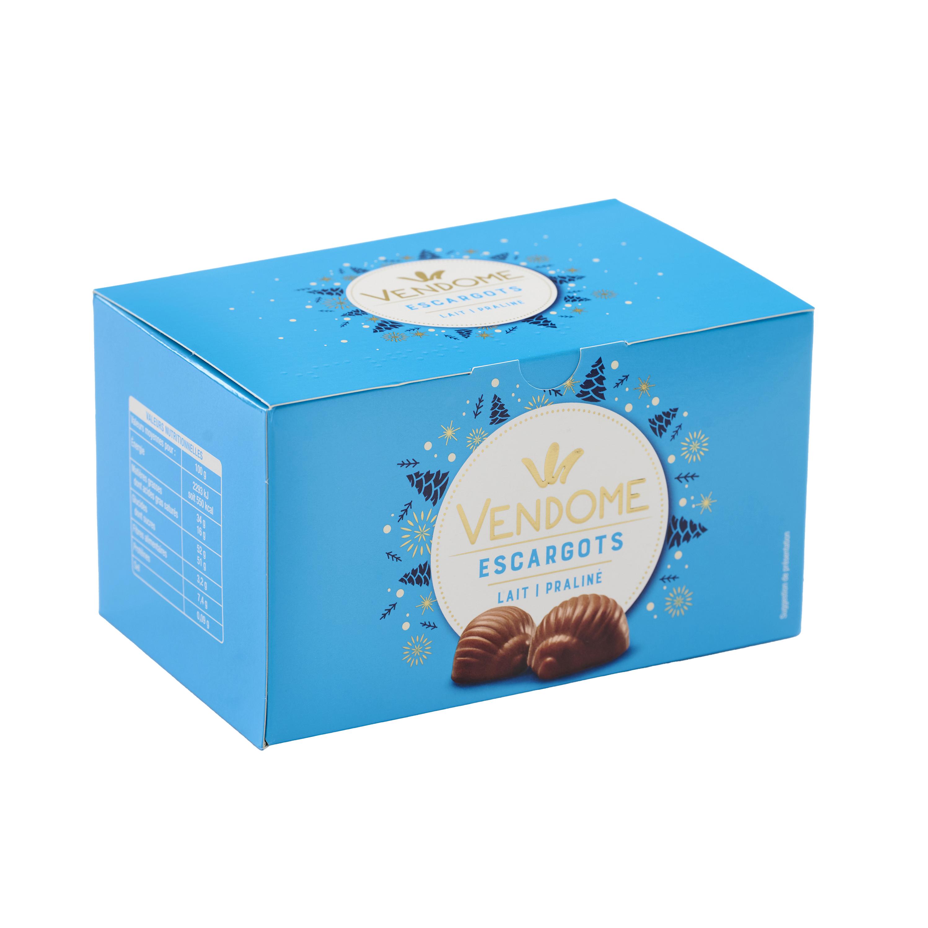 Voir la diapositive 4 : VENDOME Assortiment de chocolats en forme d'escargots au chocolat au lait praliné 182g
