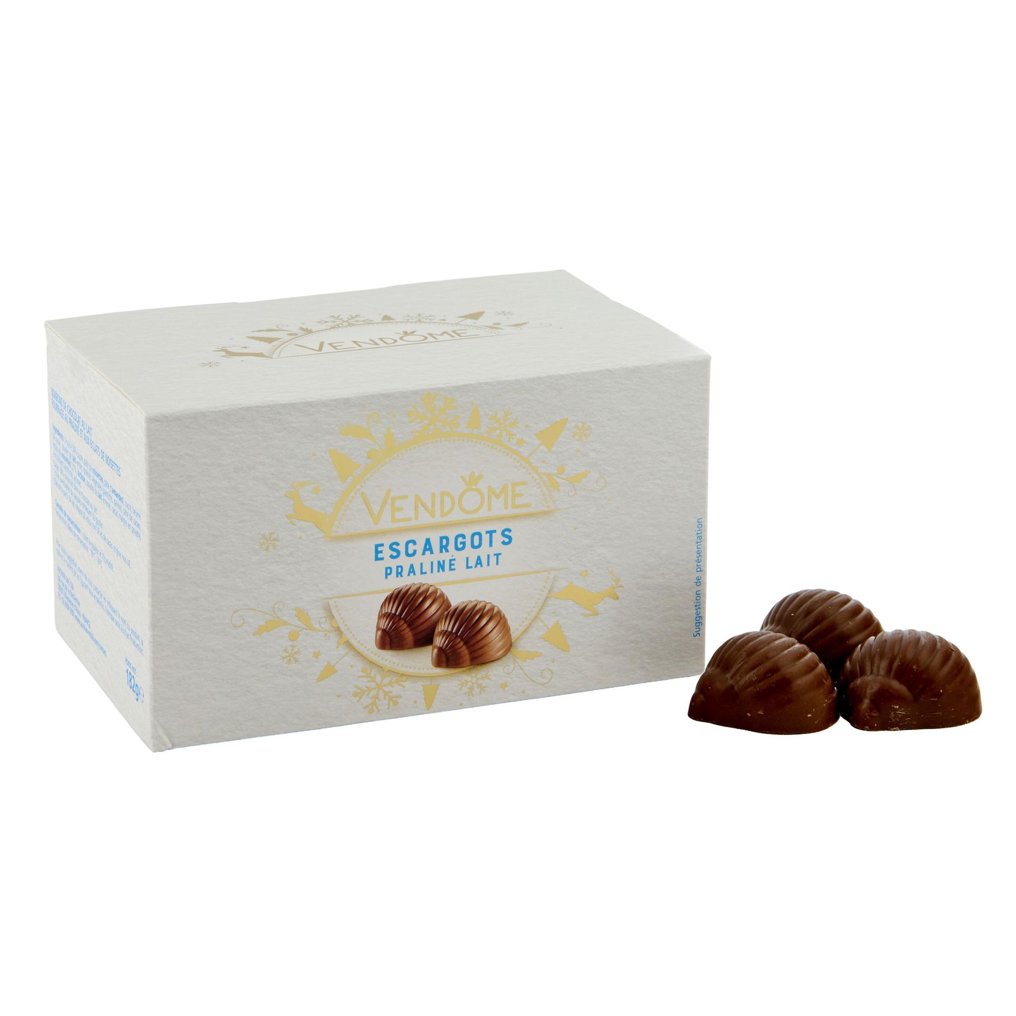 Voir la diapositive 5 : VENDOME Assortiment de chocolats en forme d'escargots au chocolat au lait praliné 182g