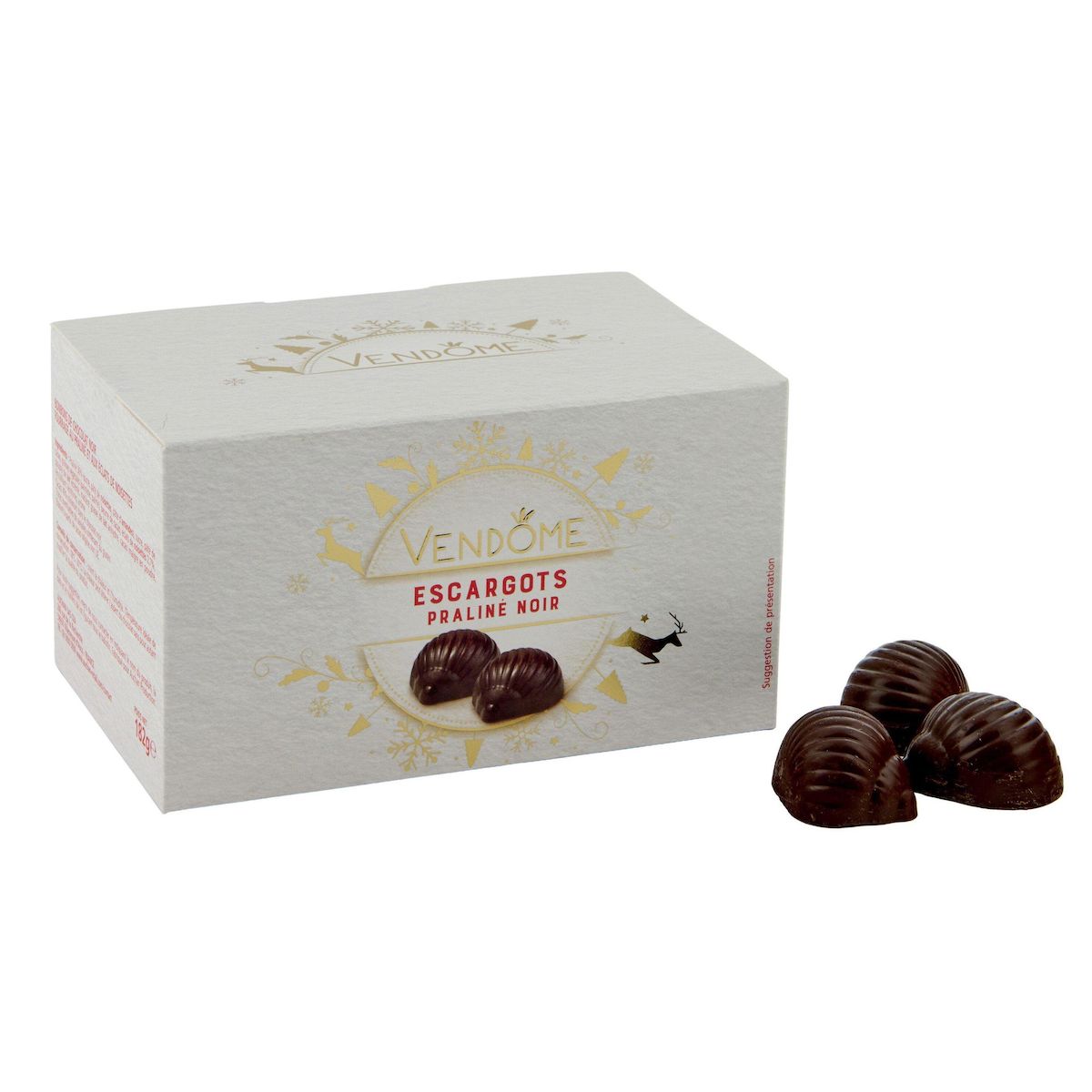 VENDOME Assortiment de chocolats ballotin escargots de chocolat noir intense 182g