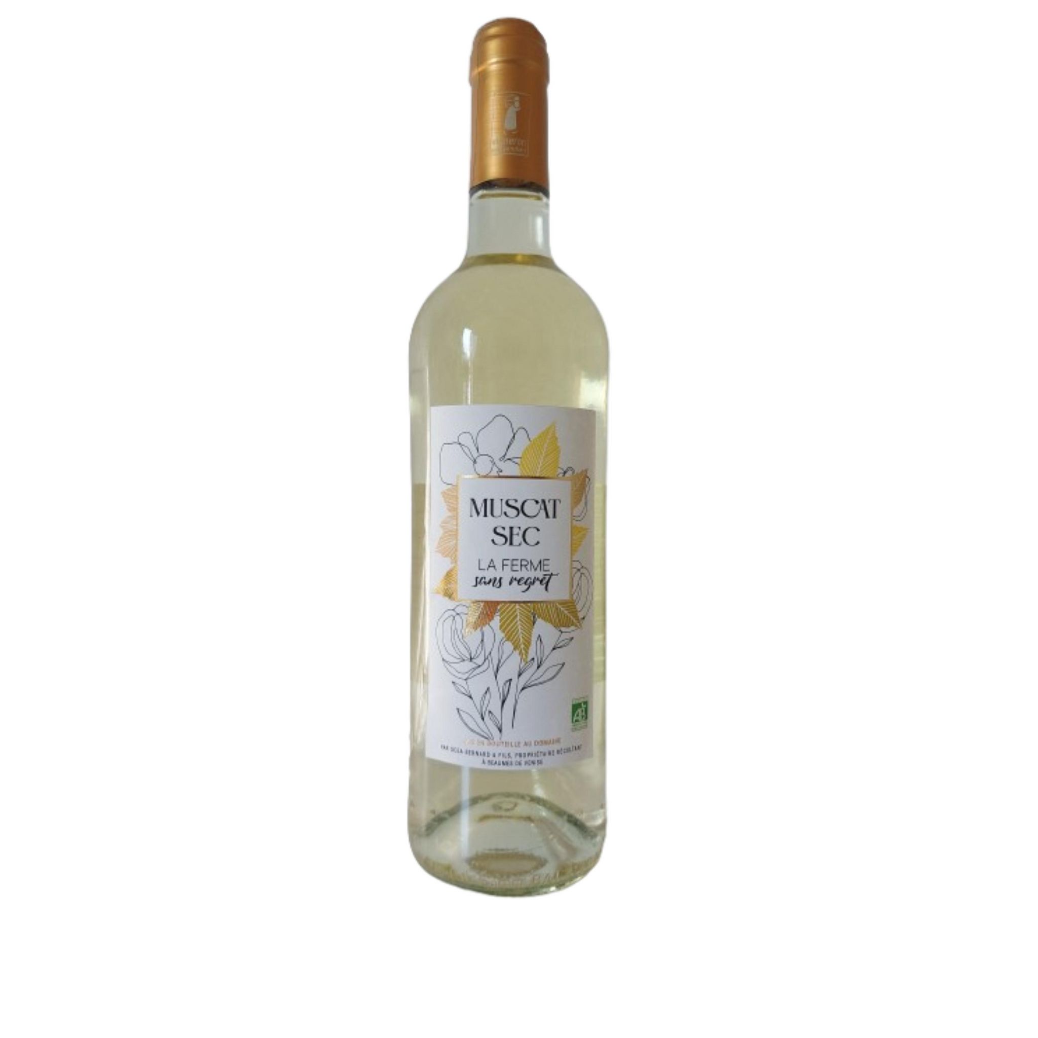 Voir la diapositive 2 : IGP MÉDITERRANÉE Muscat sec la ferme sans regret bio 75cl