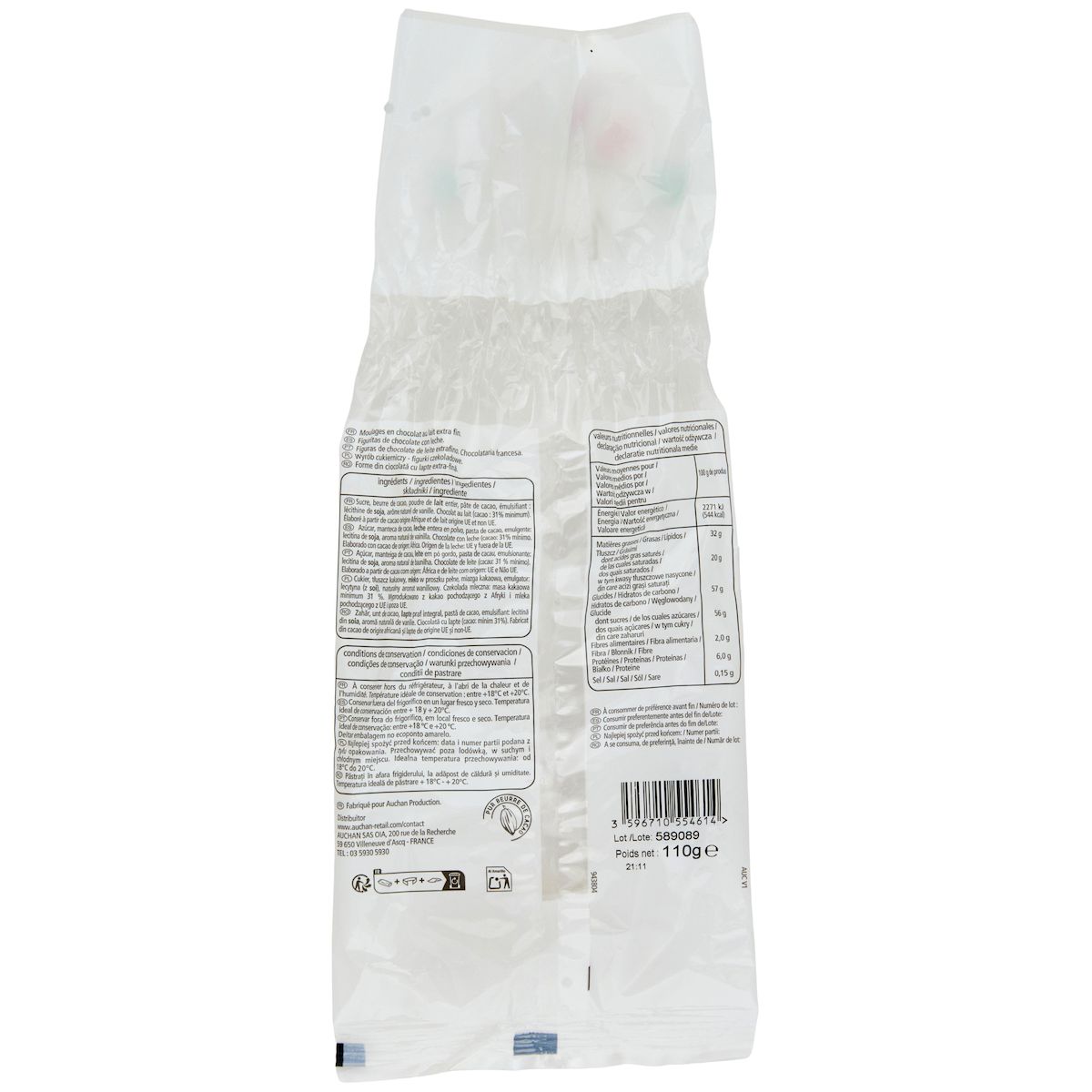 VENDOME Assortiment de père noël en chocolat au lait et boules chocolatées 60g+110g